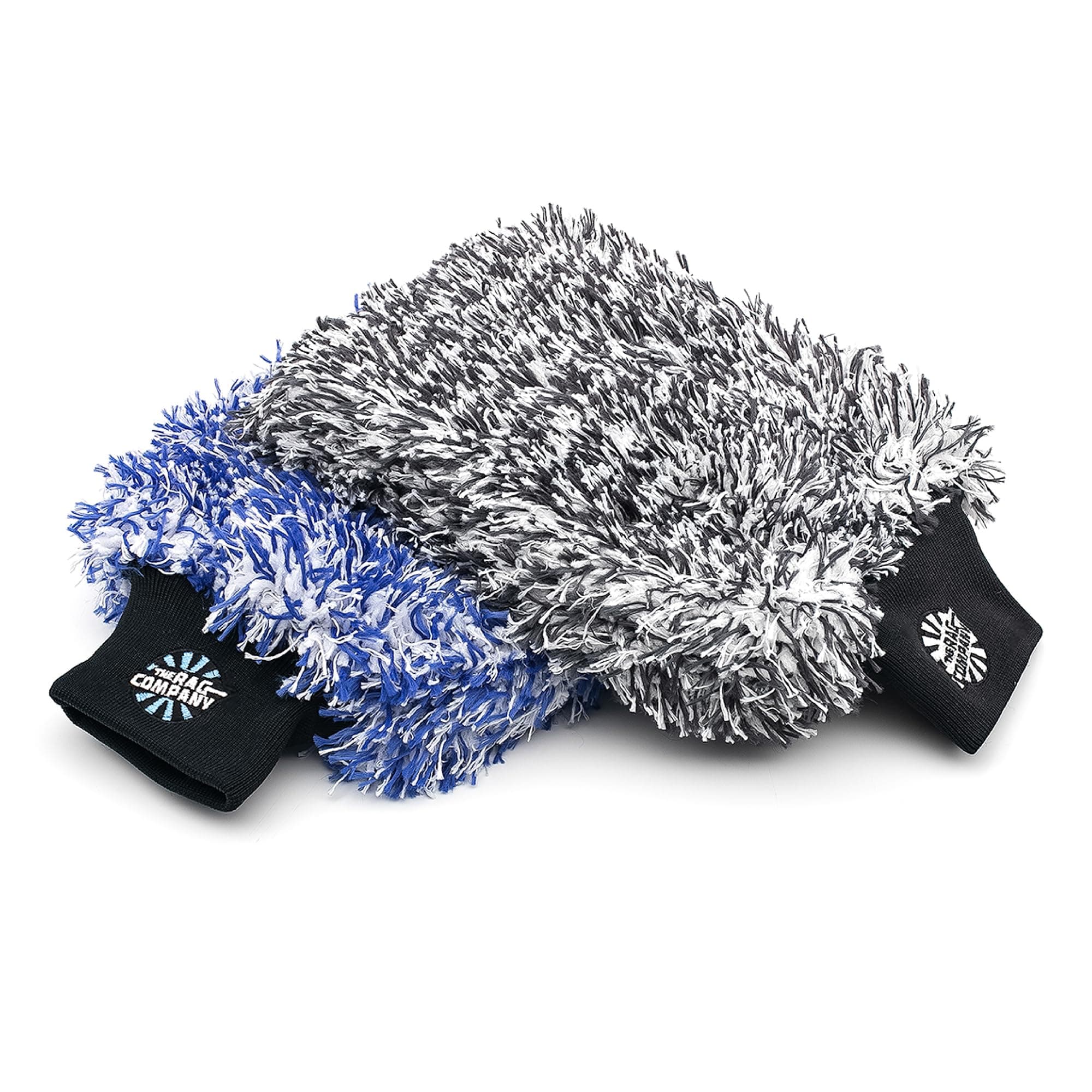 The Cyclone Ultra Wash Mitts - 70/30 'Gauntlet' Blend Korean Microfiber, Foam Padding, Scratch-Free, Lint-Free, Great for Rinseless Washing, 8in x 9in, Blue + Black (2-Pack)