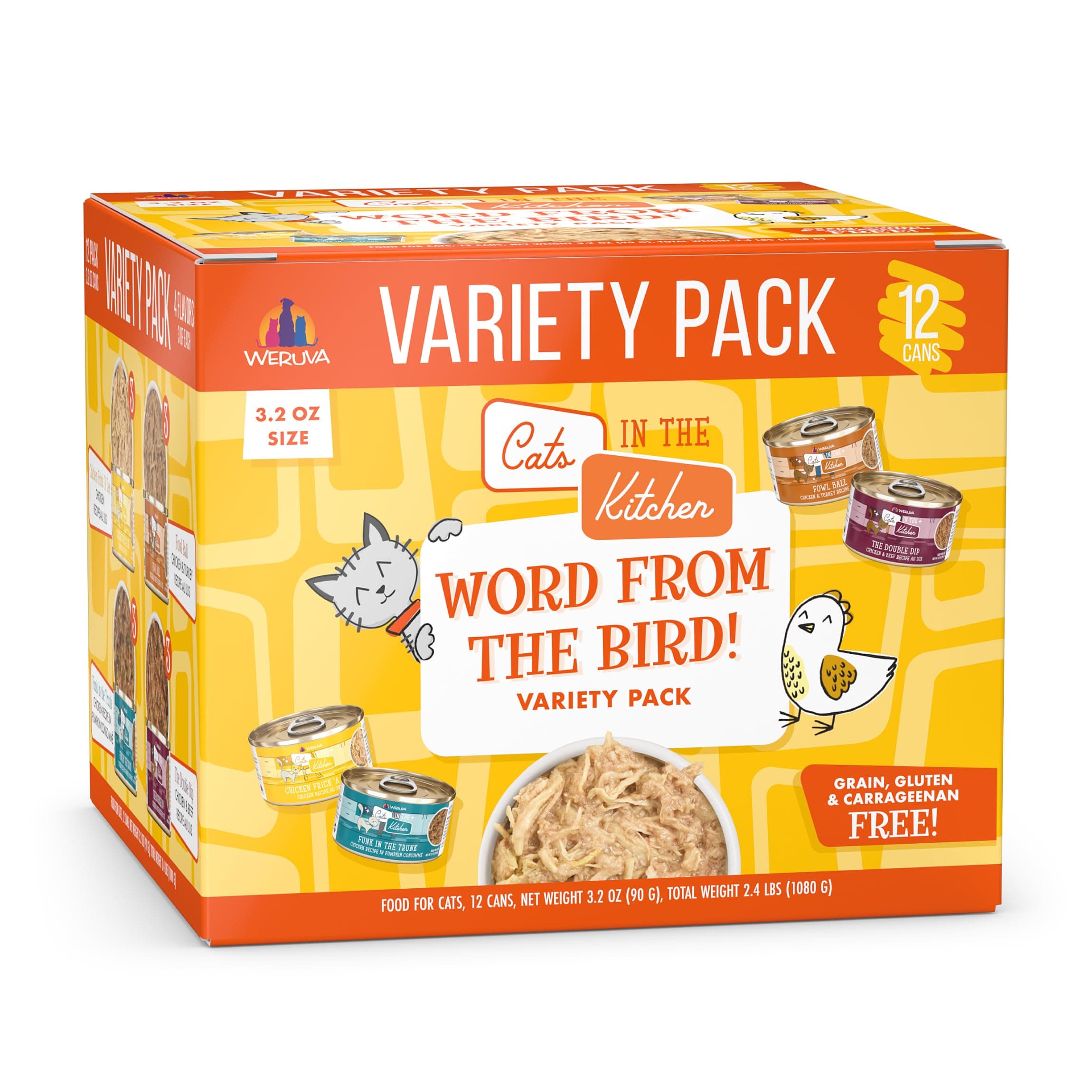 Cats in The Kitchen, Word from The Bird! Variety Pack, 3.2oz Can (Pack of 12)