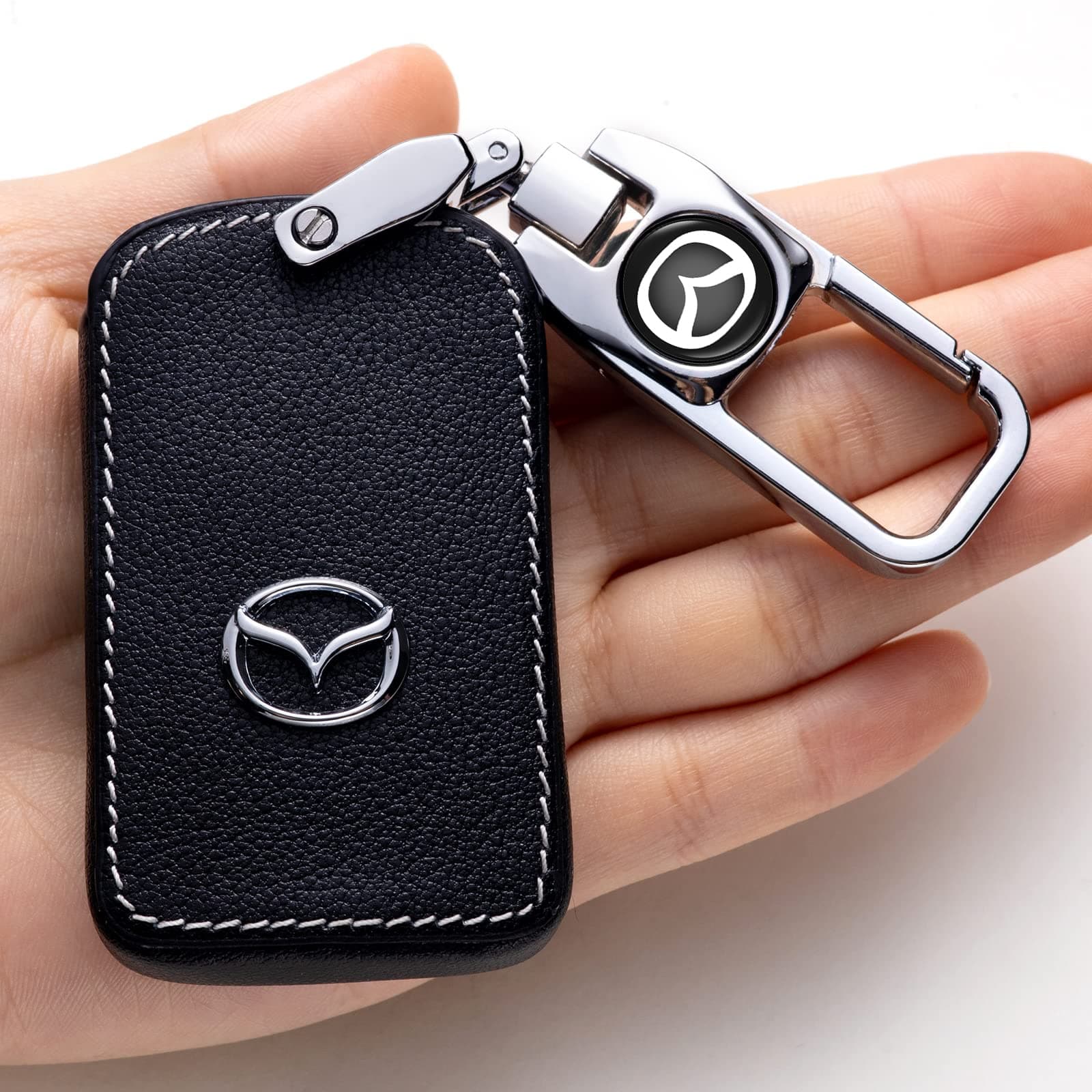 PREETH Car Key Cover Fit for Mazda,Key Fob Case Compatible with 4 Buttons 2019-2023 Mazda 3 6 CX-30 CX-5 CX-9 CX-50 Smart Key Holder Accessories for Man and Women