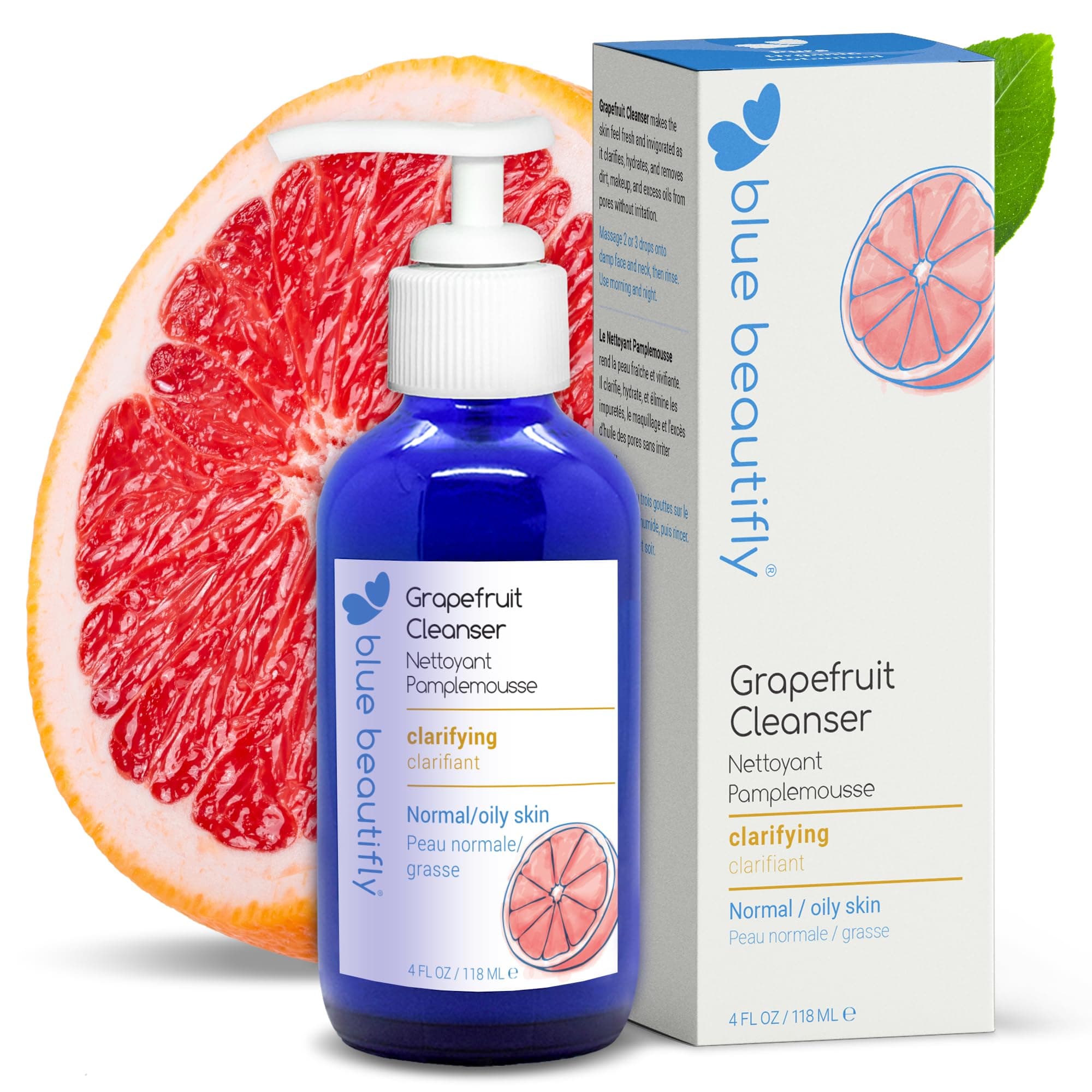 Grapefruit Deep Pore Cleanser - Removes Dirt, Pollutants, & Makeup - No Sulfates, SLS, PEGs, Toxins, Synthetics - Plant-based, Hypoallergenic, Dermatologically Tested - 4 fl oz