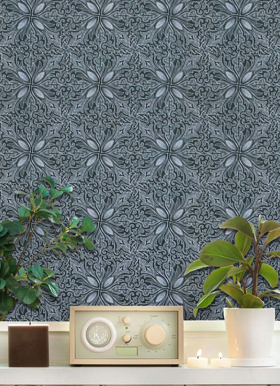 Green Vintage Contact Paper Green Wallpaper Peel and Stick Wallpaper Green Flower Wallpaper Removable Shelf Liner Drawer Liner Table Decor Desk Self Adhesive Wall Paper Vinyl Roll17.7’’x78.7’’