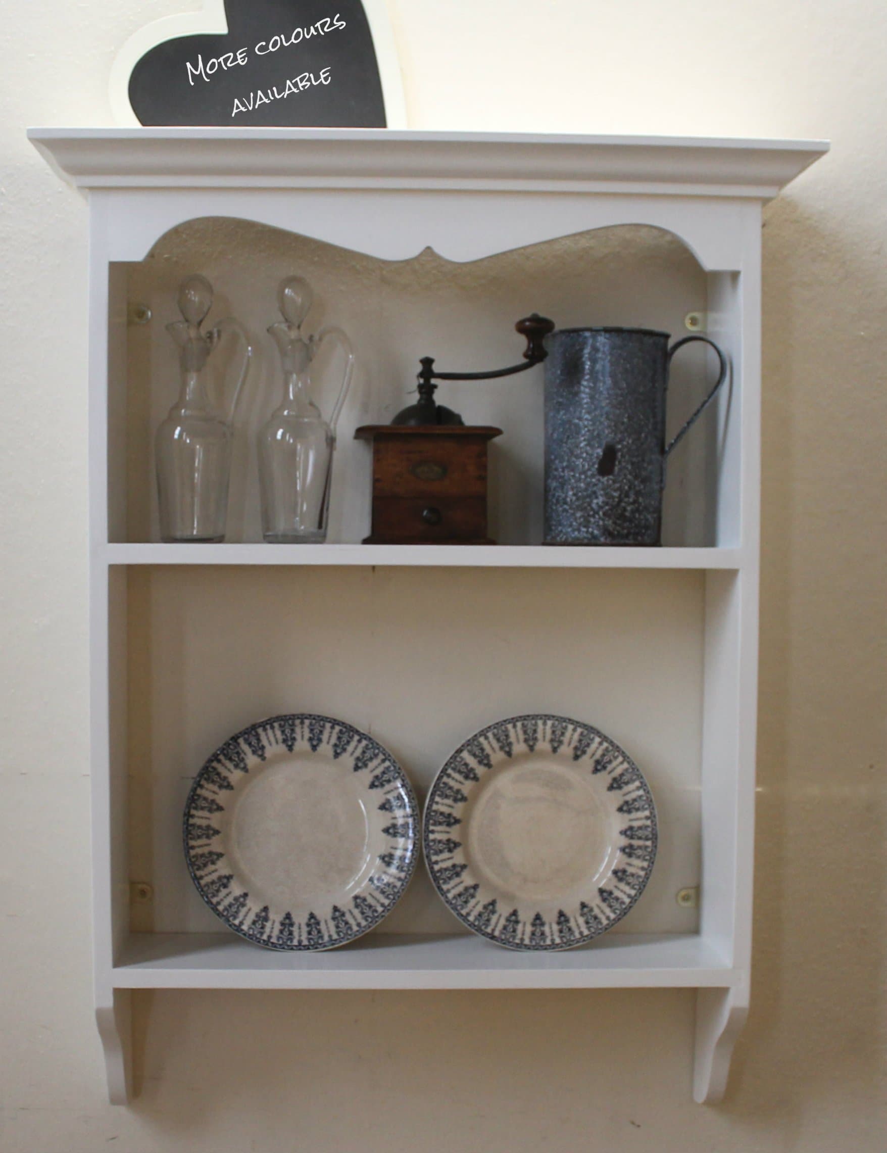 Kitchen Wall Cabinet Antique Style Wooden Dresser Dining Room Traditional Wall Hanging Shelving Display Unit White Painted Bookshelf Vintage French Style Open Shelving 5 sizes