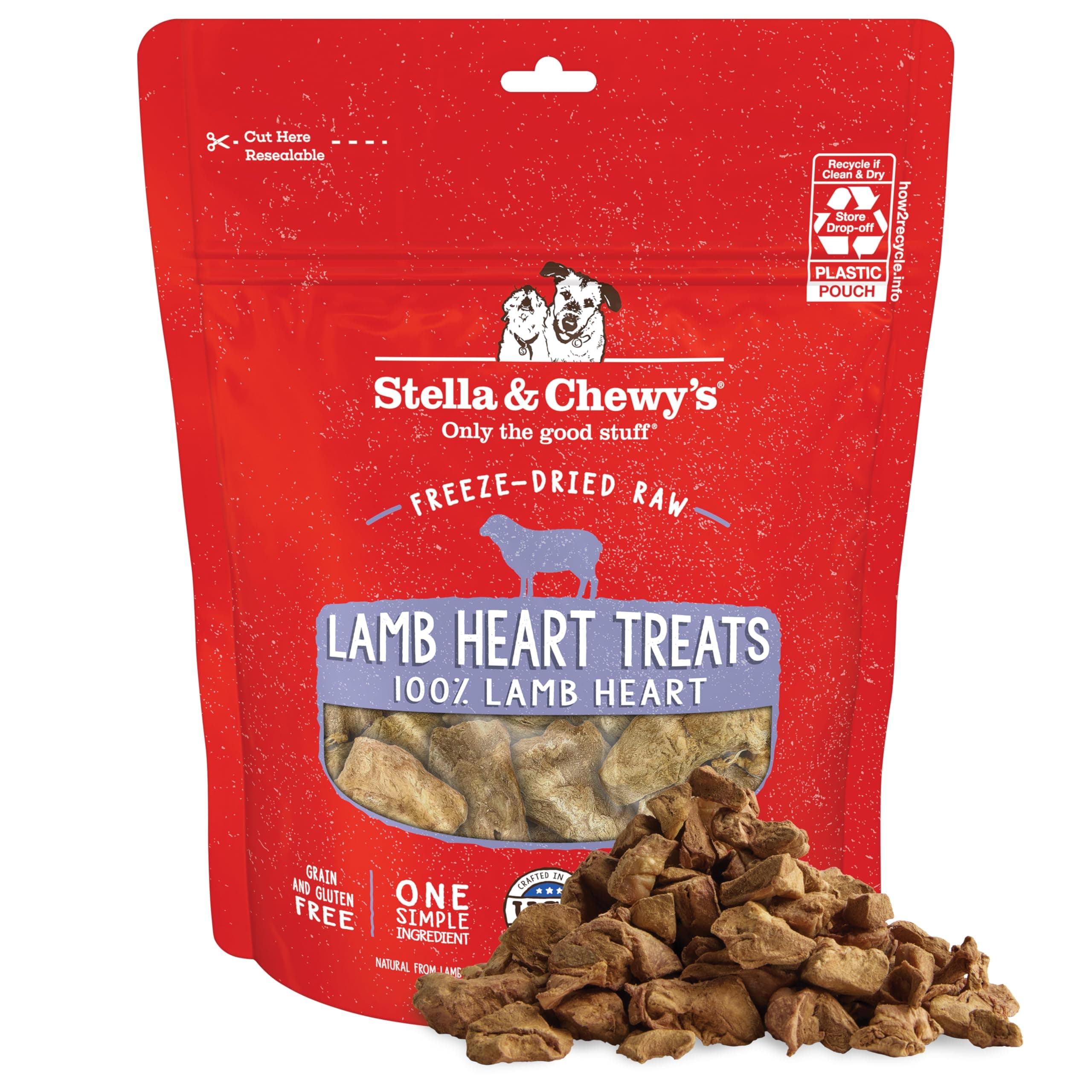Freeze-Dried Raw Lamb Heart Dog Treats - Single Ingredient, No Additives - Premium Training Treats - Perfect For Picky Eaters - 3oz Bag