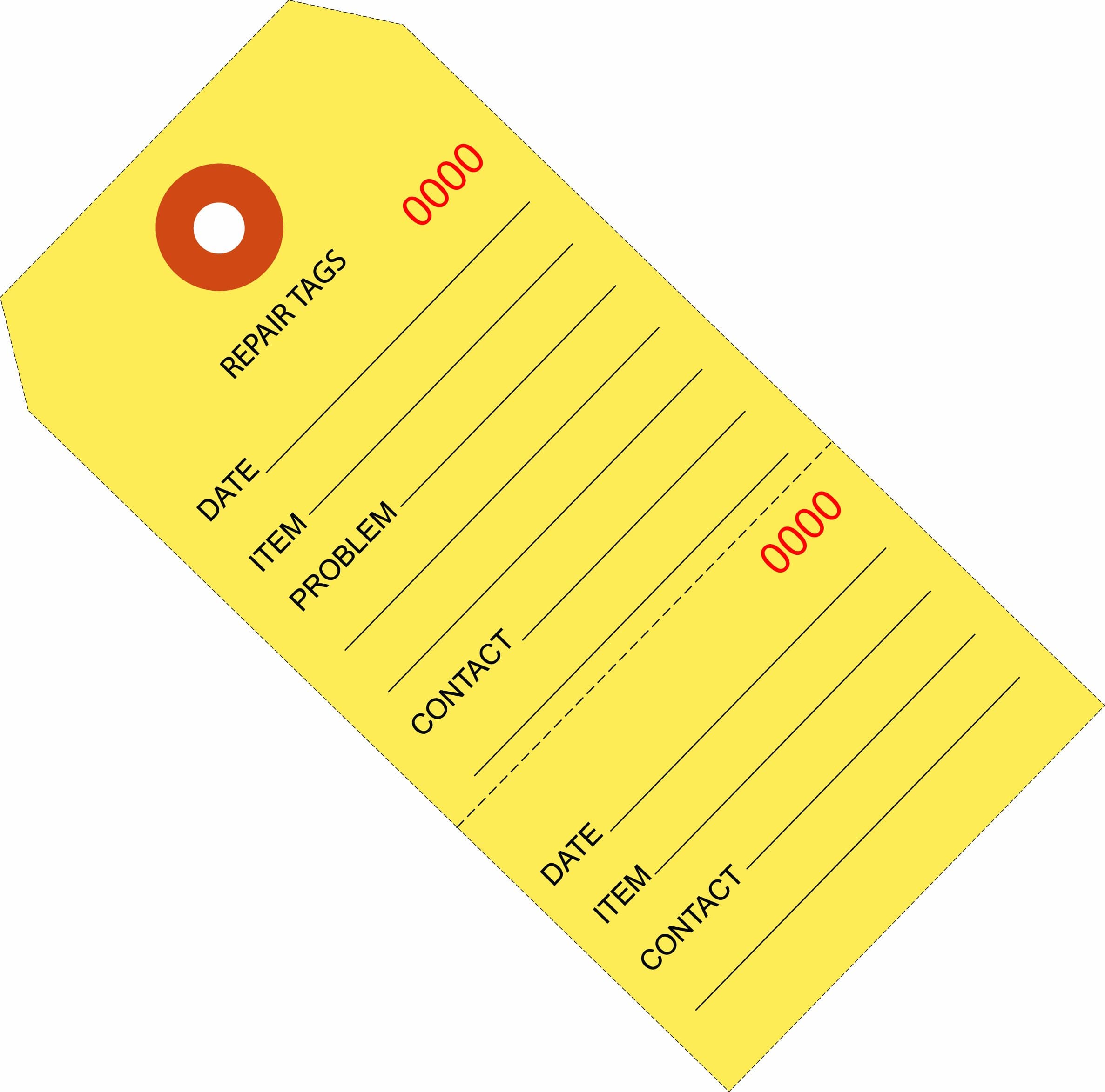 Aviditi Repair Tags Consecutively Numbered, 4 3/4" x 2 3/8", Yellow, Pack of 1000 (G26200)