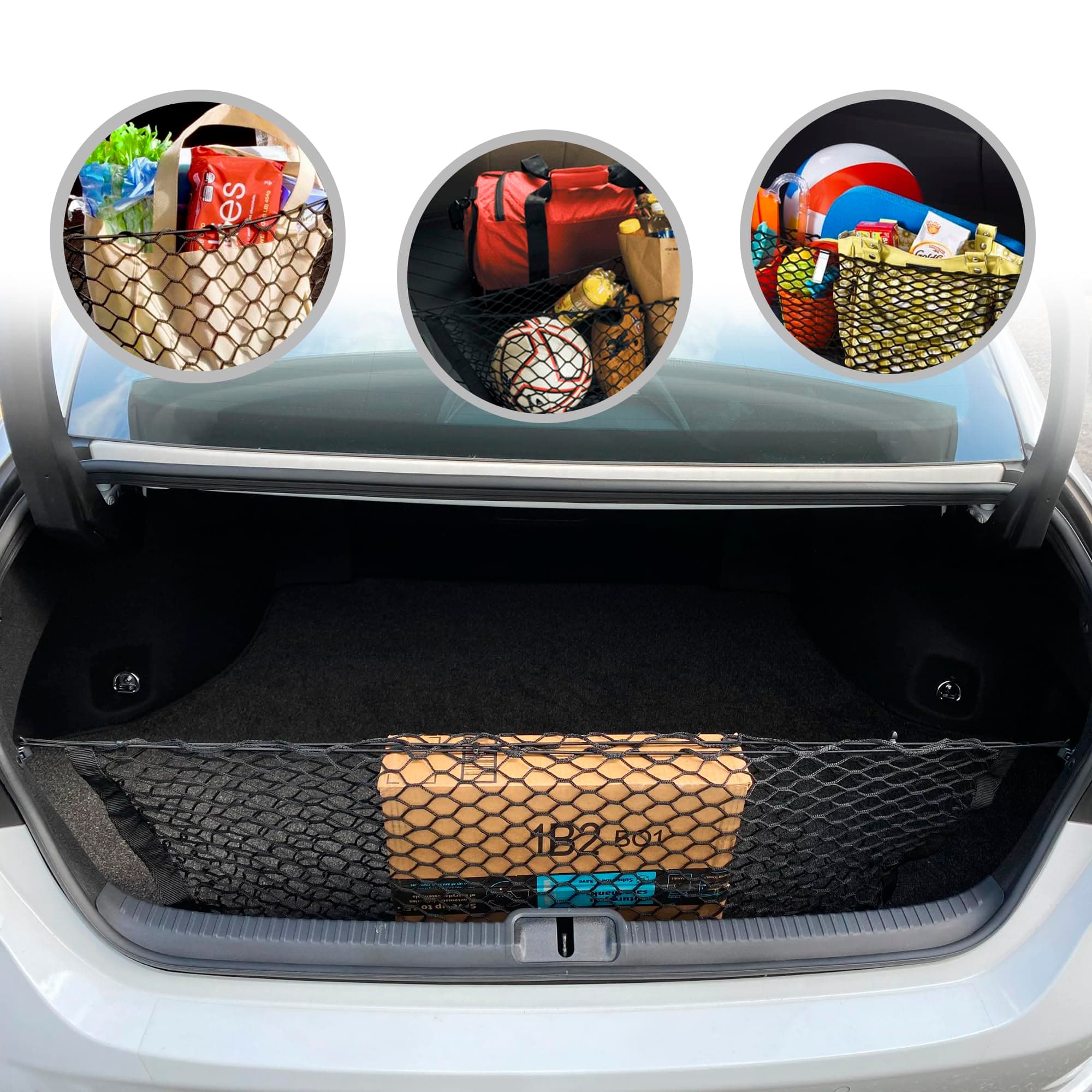 TN TrunkNets Inc Envelope Style Trunk Cargo Net Black for Lexus ES 2019-2023 - Car Accessories - Premium Trunk Organizers and Storage - Cargo Net for Sedan - Vehicle Carrier Organizer for Lexus ES