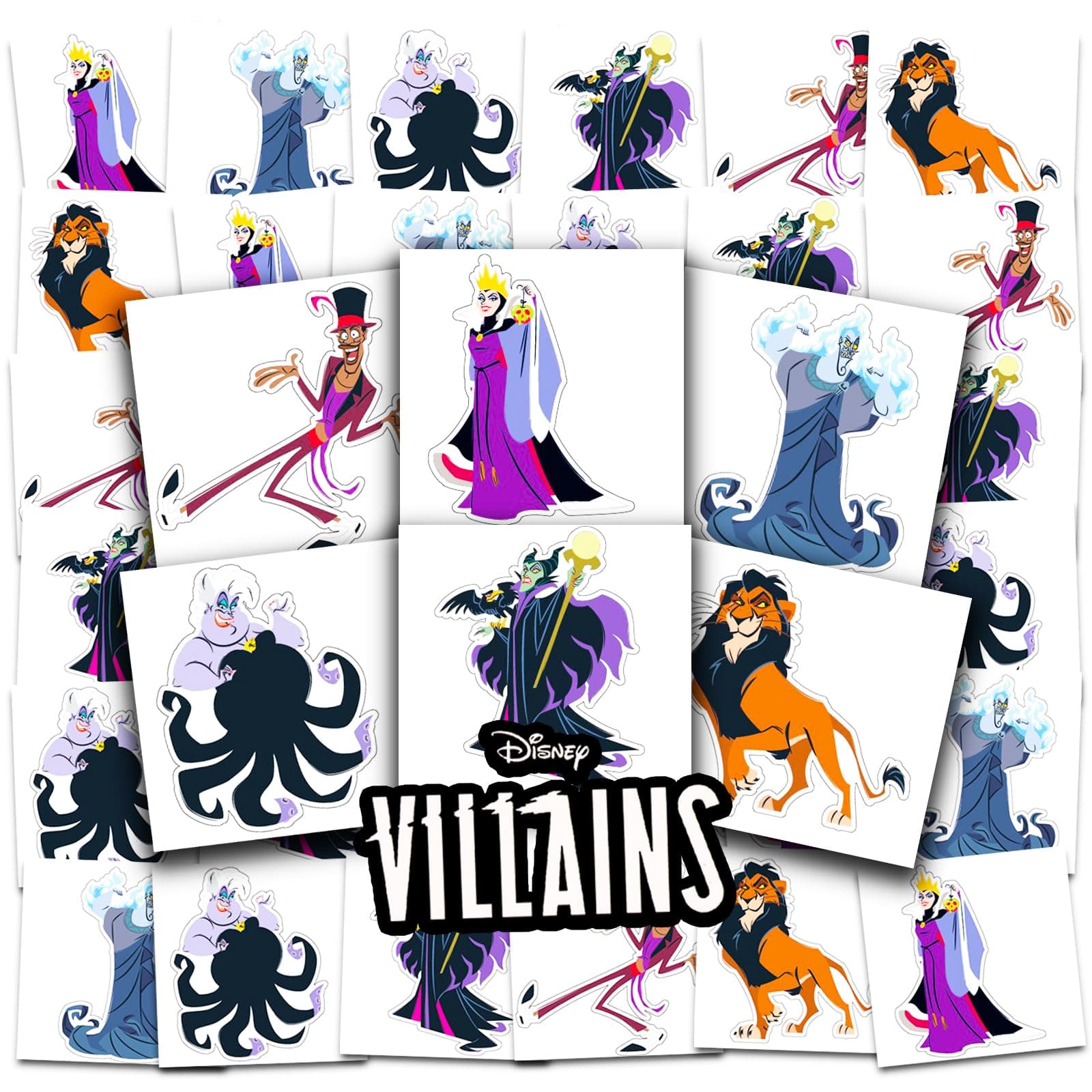 Villains Tattoos Party Favors Bundle ~ 72 Perforated Individual 2" x 2" Villains Temporary Tattoos for Kids Boys Girls (Disney Villains Party Supplies)