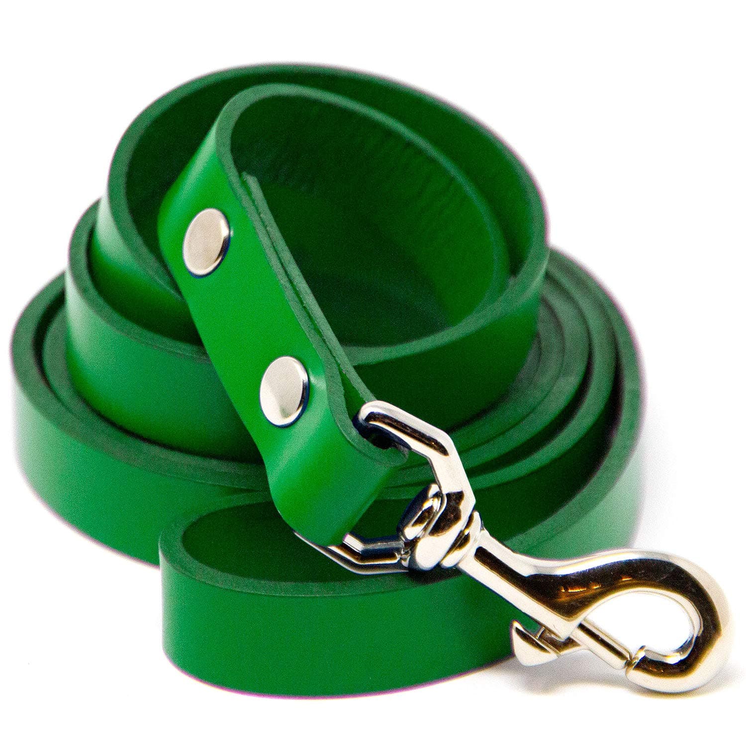 Dog Leash - 6 Foot Heavy Duty Full Grain Leather Lead; Best for Training - Green