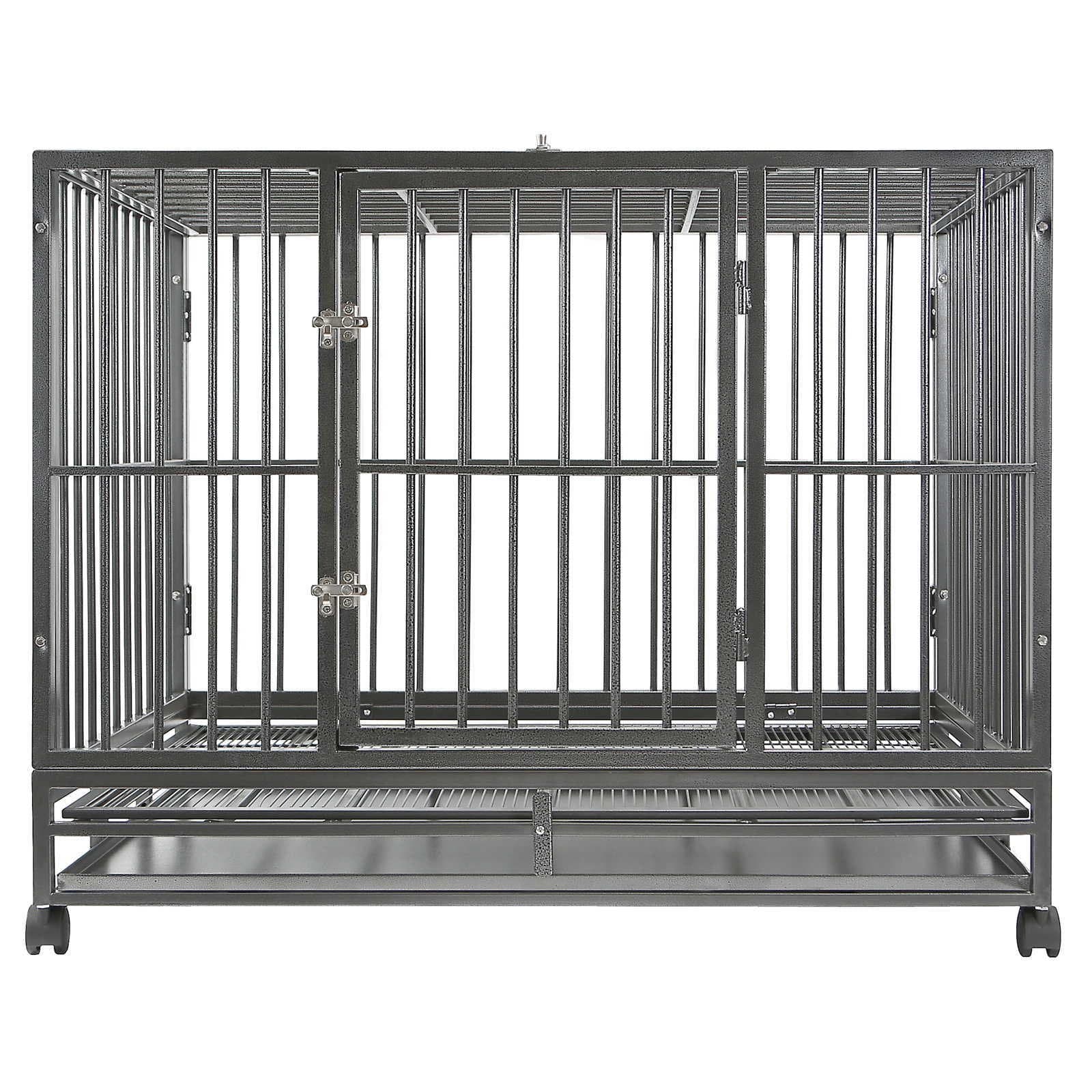 SmithBuilt Silver Heavy Duty Steel Dog Cage with Tray, 42" L X 30" W X 34" H