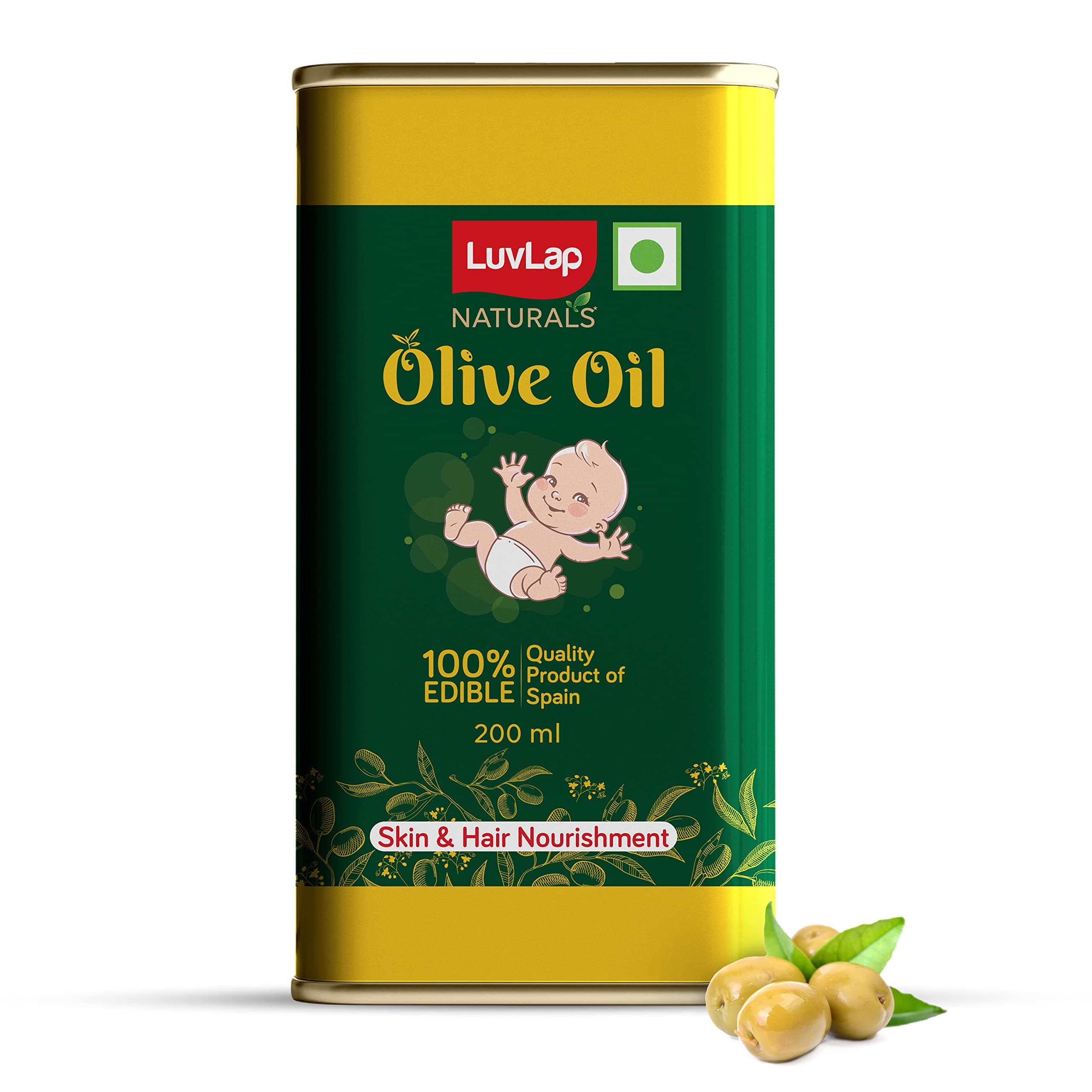 Naturals Baby Body Massage Olive Oil, Spanish Premium Olive Oil, Enhances Bone & Muscle Strength, 200 ML