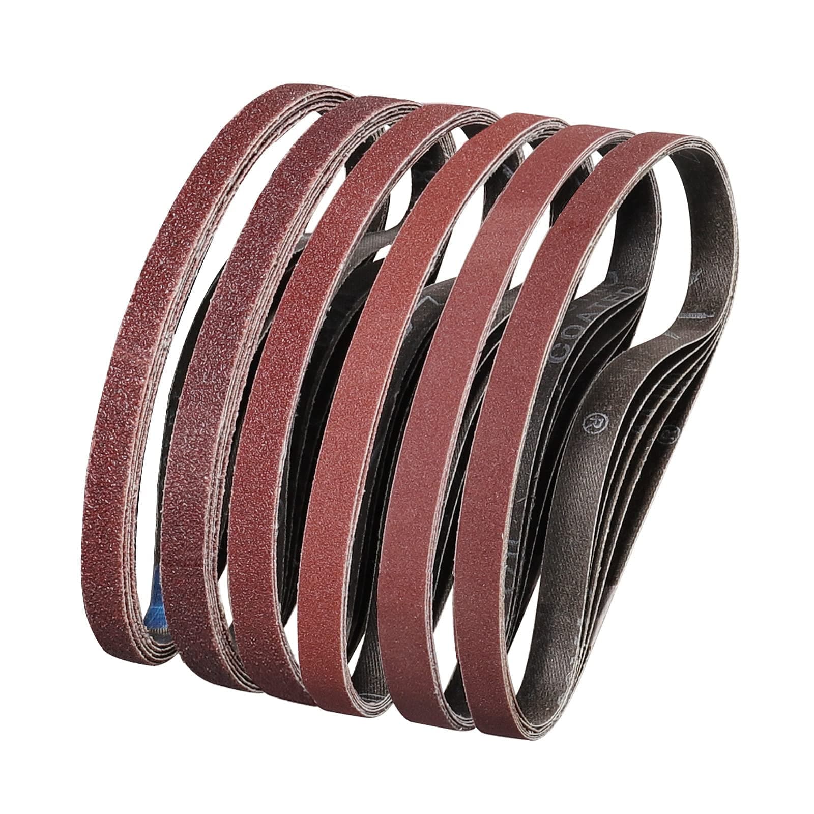 36 Pack Sanding Belts 1/2X18 Inches(13X457mm)- 6 Each of 40/60/80/120/180/240 Grits Aluminum Oxide Sanding Belt, Best Suitable for Wood Sanding and Levelling