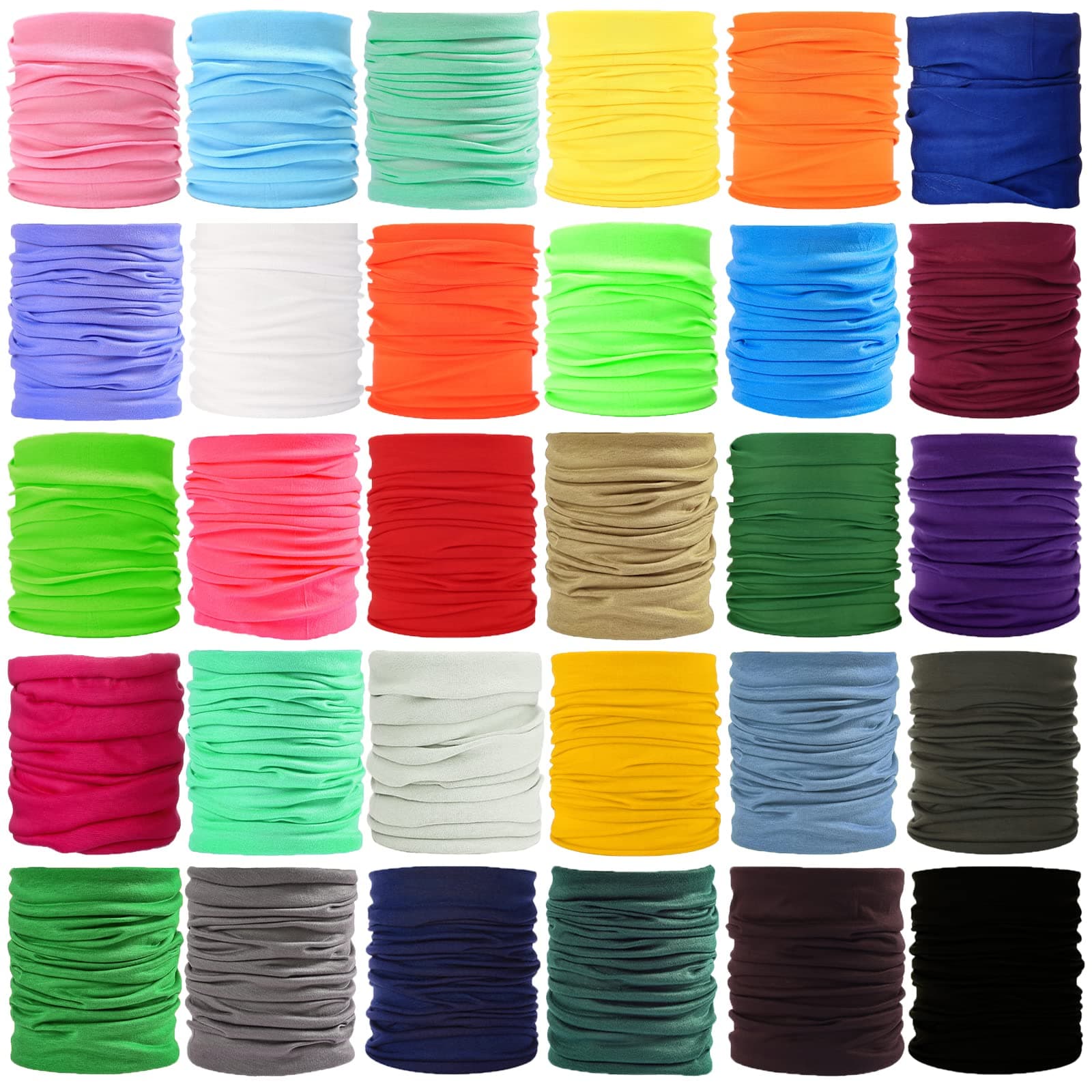 12-30 Pieces Neck Gaiters Scarf Head Wrap Headwear Balaclava Face Mask Sun Bandanas for Women Men Running,Cycling,Fishing