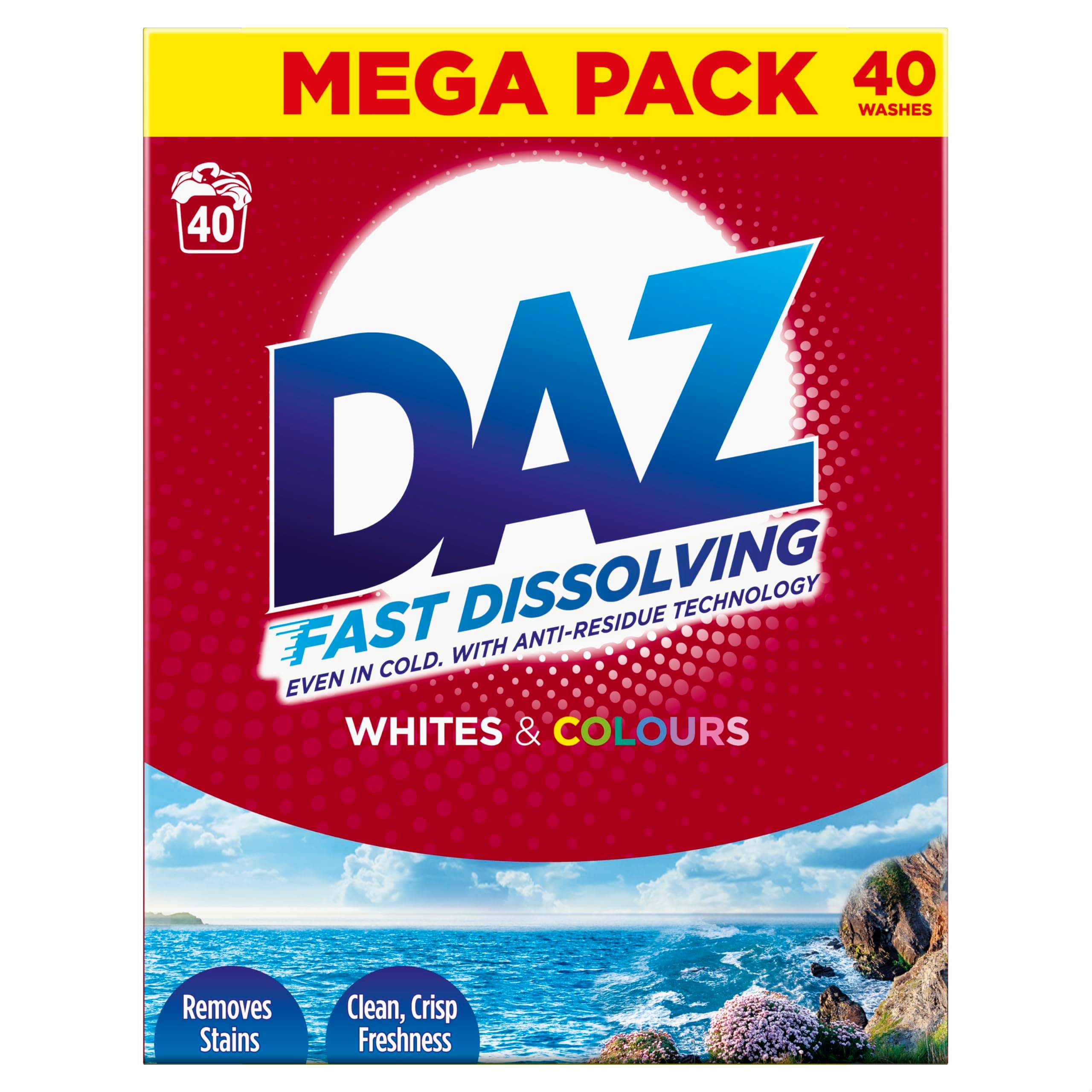 DAZ Daz Washing Powder For Whites & Colours 40 Washes 2400g