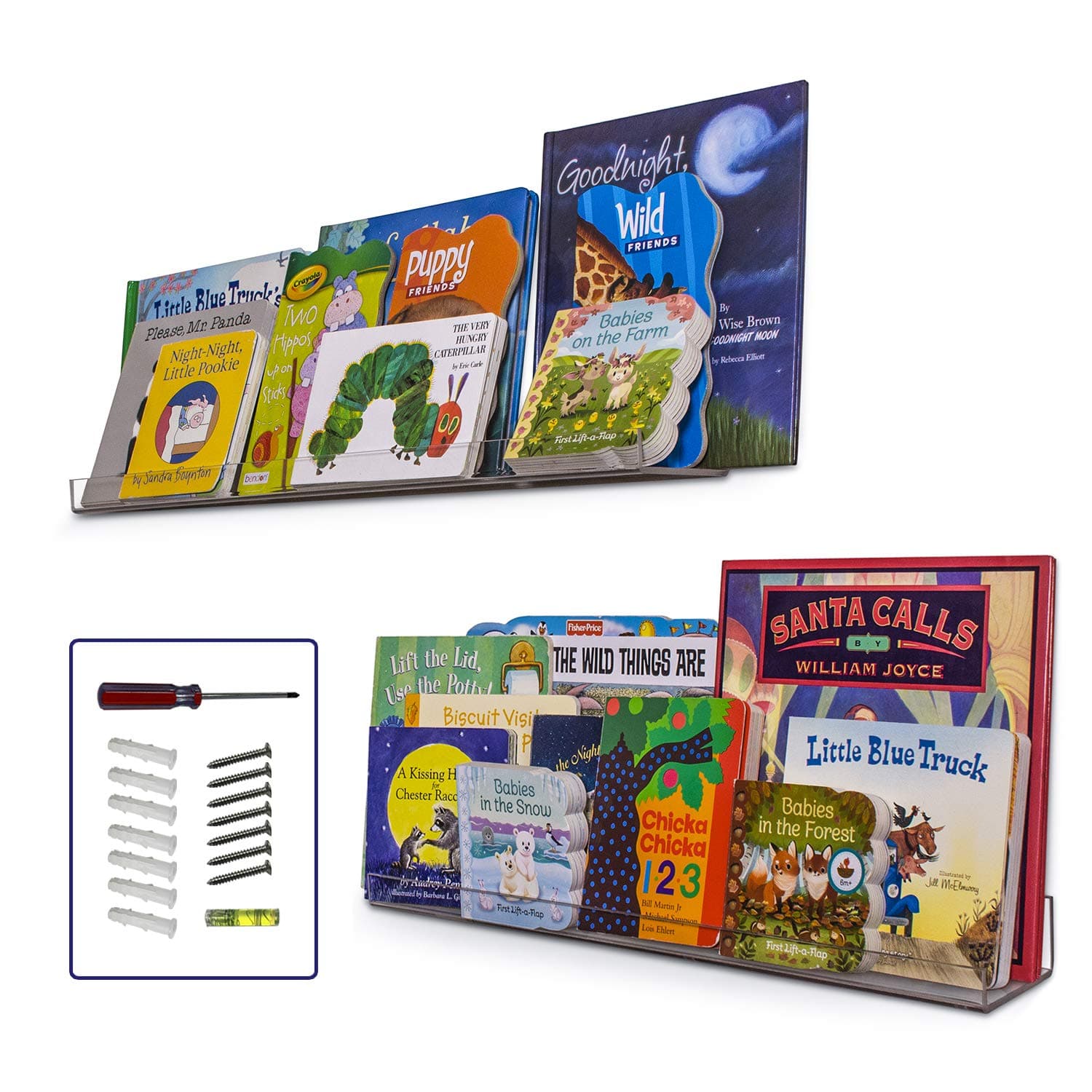 Dwelling With Pride Acrylic Shelf 24 Inch (2Pack) - Acrylic Bookshelf for Toys & Books - Spice Rack & Floating Display - Floating Shelves for Makeup & Cosmetic Product