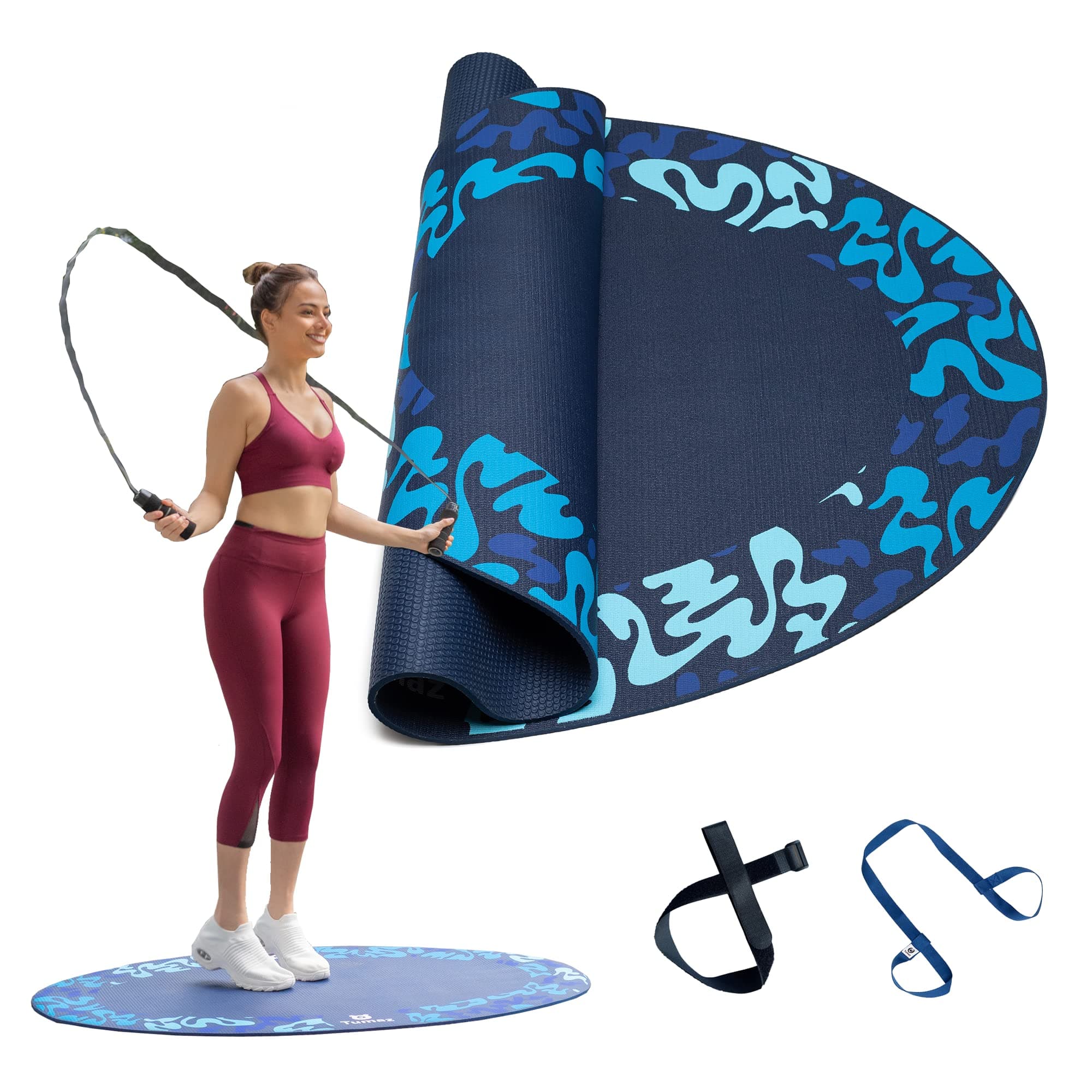 Tumaz Jump Rope Mat, 54''x36'' Indoor Outdoor Exercise Mat, 6mm Thick Non-Slip Jump Rope Pad For Jumping Rope, Yoga, Pilates, and Fitness Exercise with Oval Design