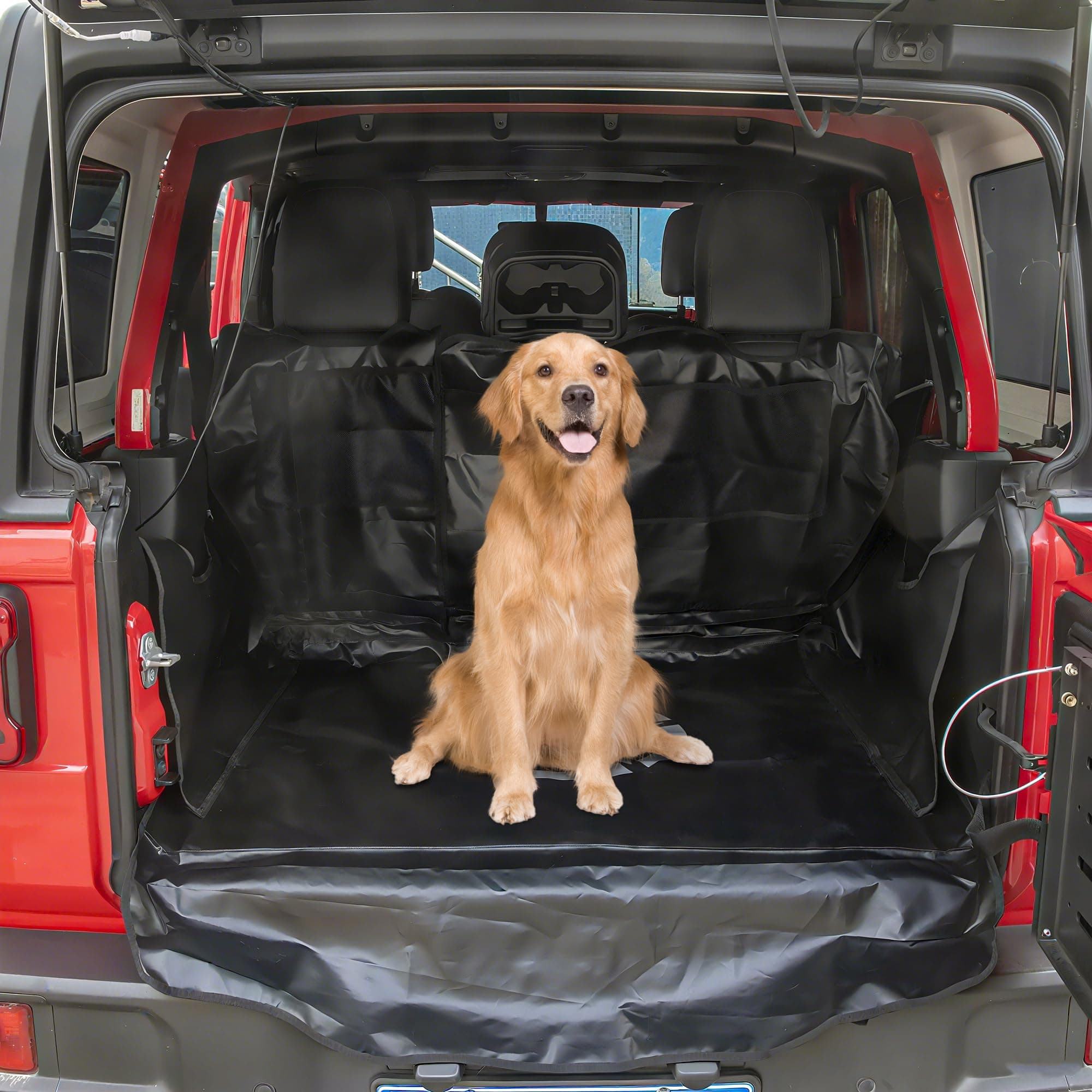 BESTAOO Dog Trunk Liner for Jeep - Heavy Duty Waterproof Oxford Cargo Protector for 2007-2025 Wrangler JK JL 4-Door, Nonslip Washable Pet Seat Cover & Anti-Scratch Liner (Star)