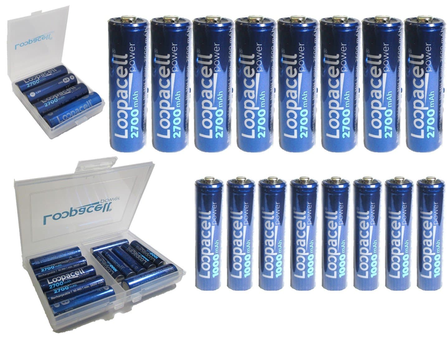 16 Pack High-Capacity Rechargeable Batteries (8) AA 2700mAh (8) AAA 1000mAh Rechargeable Batteries + Battery case +Battery Holder