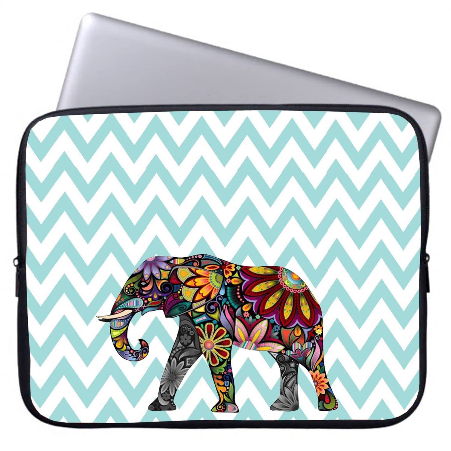 Elonbo 13-Inch Fashion Ripple Exotic Elephant Waterproof Neoprene Laptop Soft Sleeve Case Bag Pouch Cover for 13.3" Macbook Pro / Air