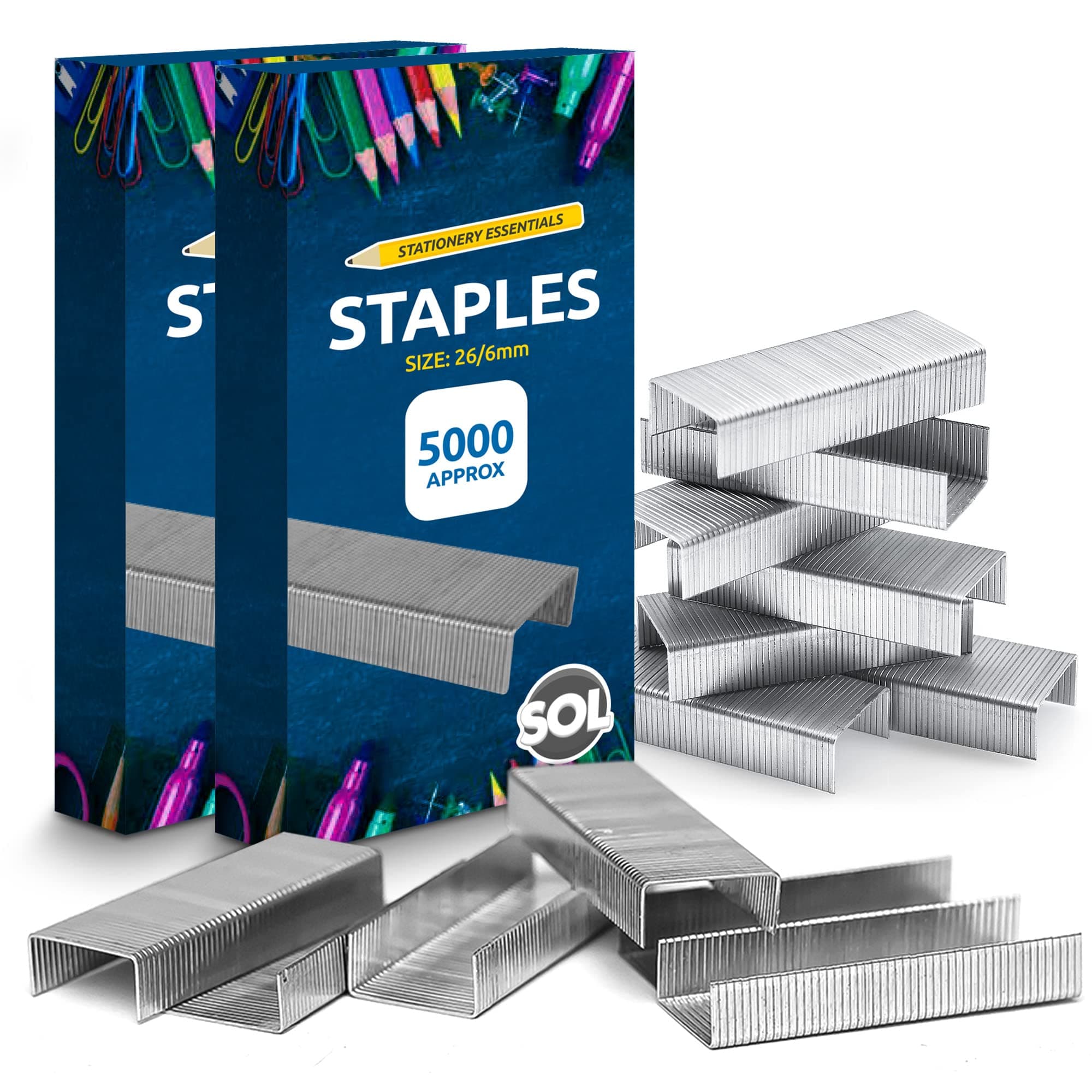 – 10,000pk Staples for Multipurpose Use, Staples 26/6 Standard Size, Durable Steel, Anti-Jam Design, Compatible with Standard Staplers, Ideal for Office, Home & School Use, Perfect for Binding Paper
