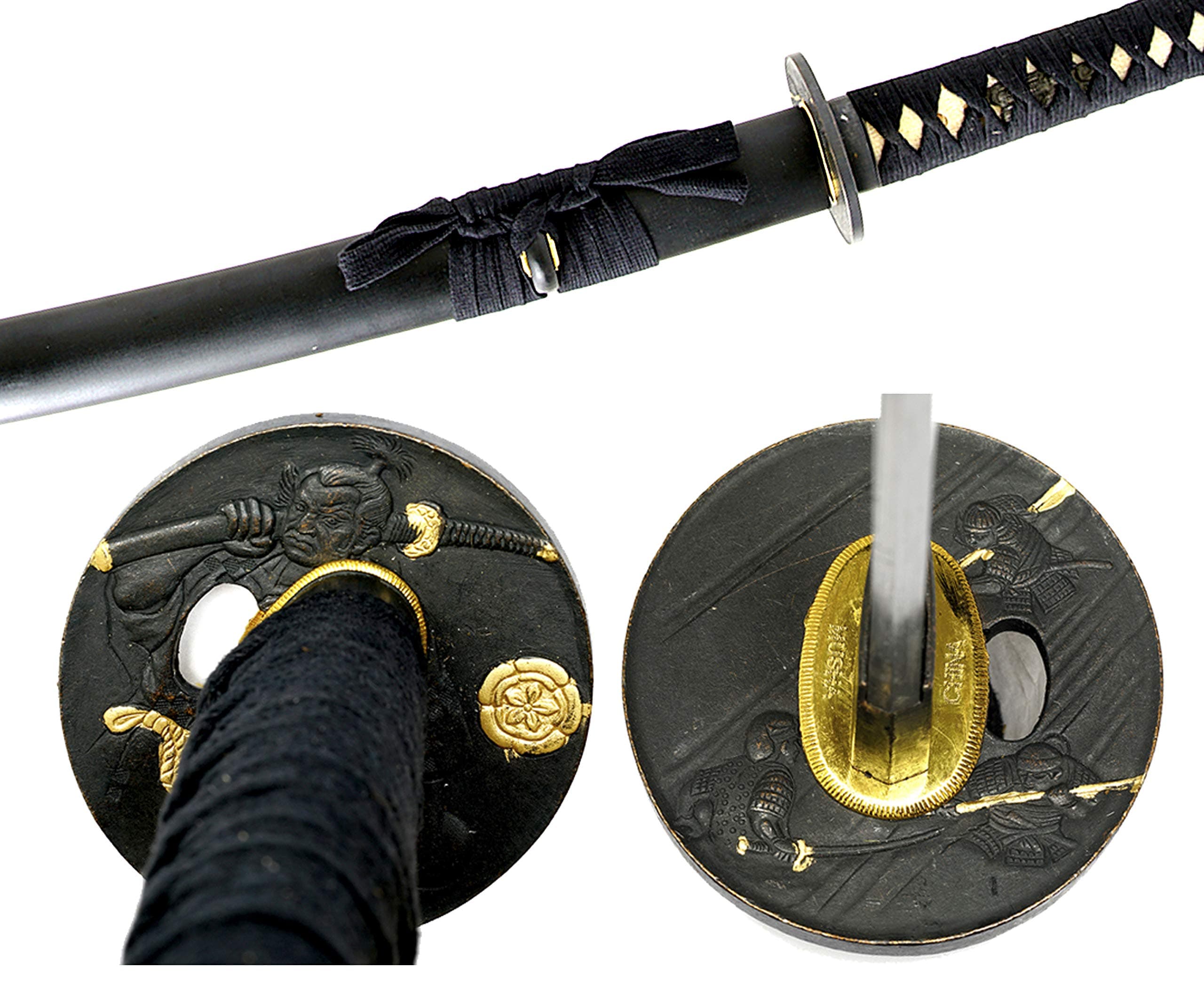 Musha Hand Forged Samurai Sword Katana 1045 Carbon Steel Full Tang Blade. Fully Disassemble. for Collection, Gifts, Straw Mat Cutting Practice