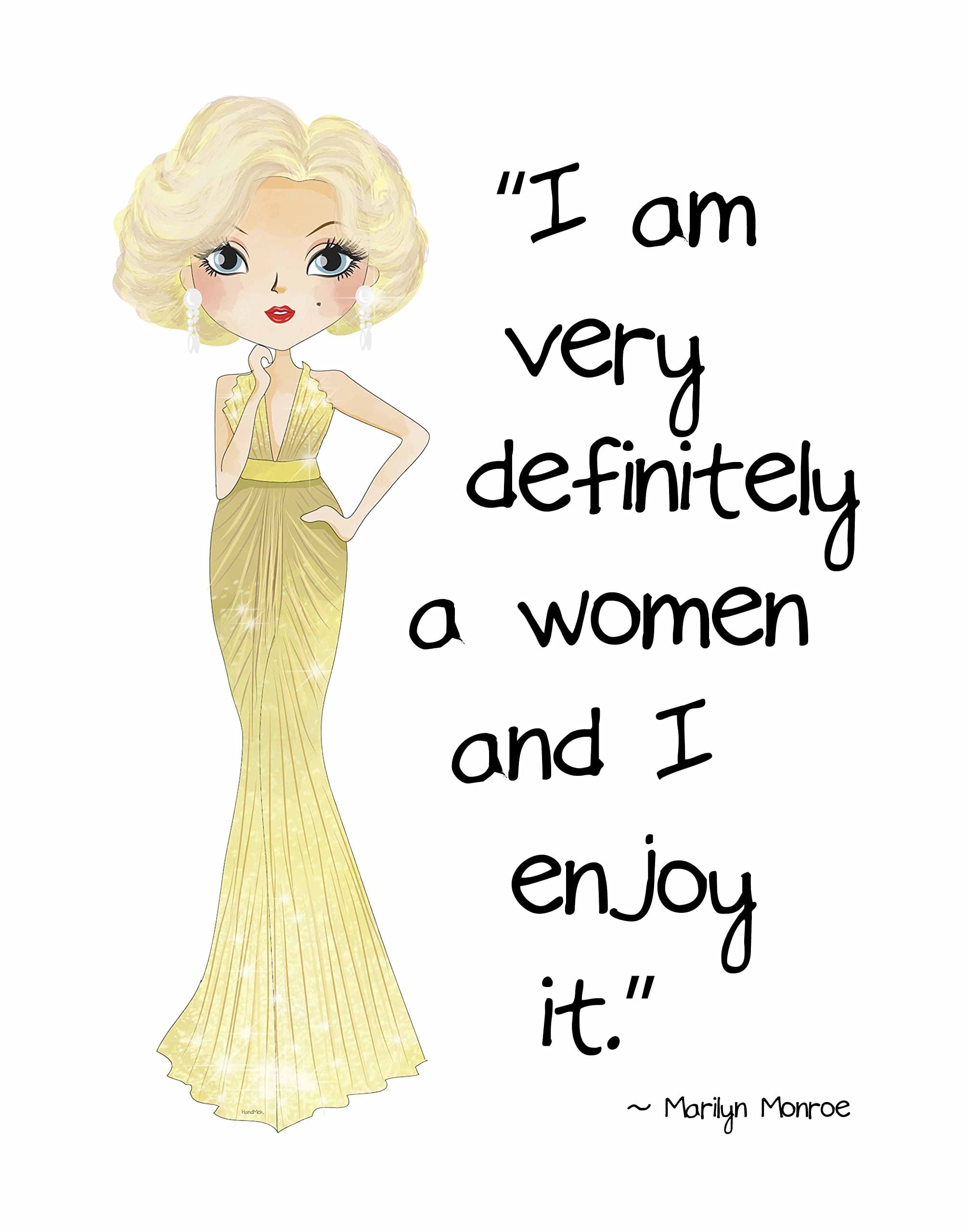 Pop Art Print ~ Marilyn Monroe Beauty/Fashion Quote: 'Very Definitely a Woman.' (8"×10" print)