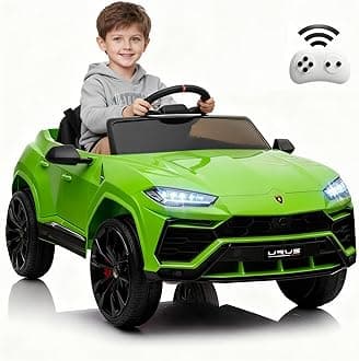 Licensed Lamborghini Urus Ride On Truck Car Toy, 12V Battery Powered Electric 4 Wheels Kids Toys w/Parent Remote Control, Foot Pedal, Music, Aux, LED Headlights, 2 Speeds (Green)