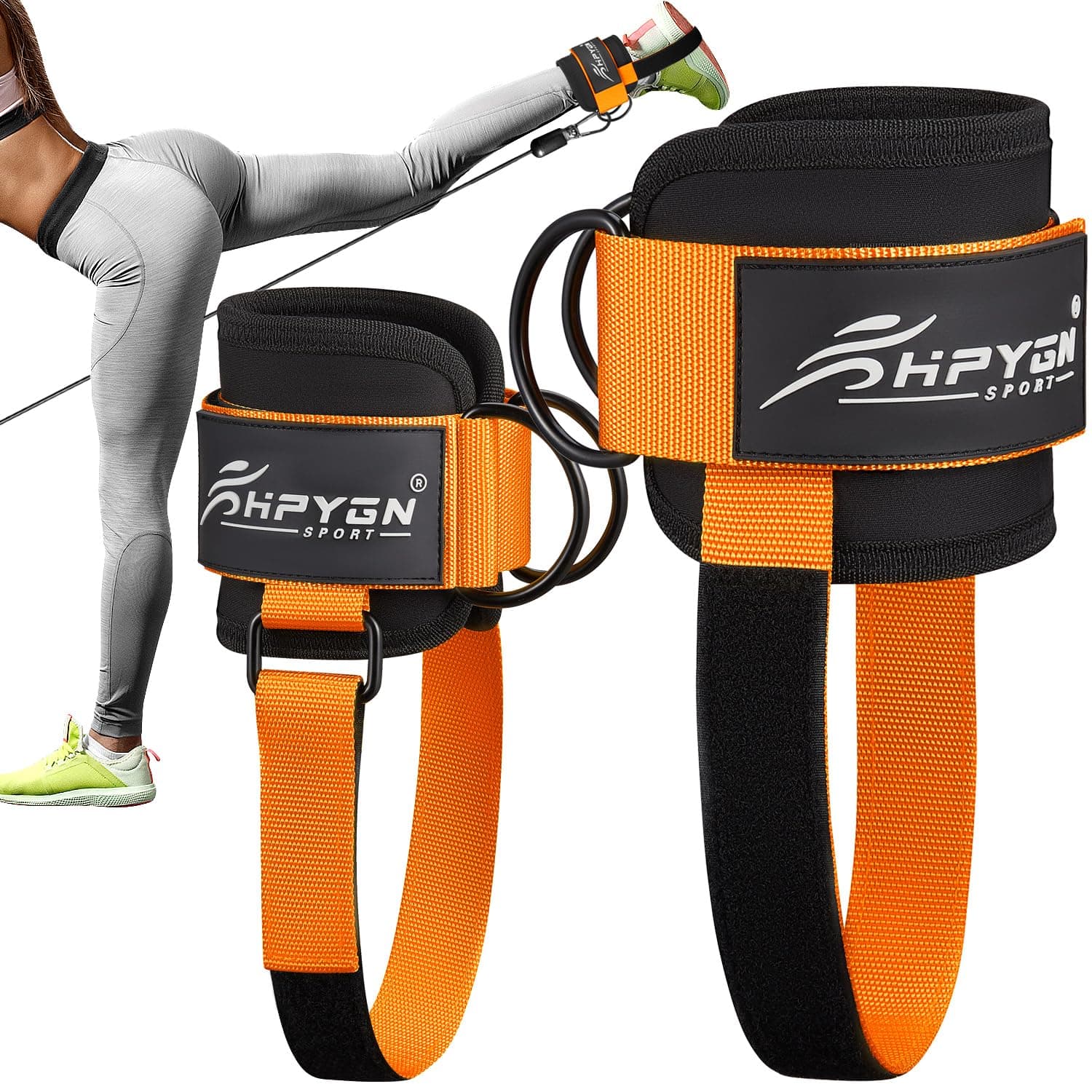 HPYGN Ankle Strap for Cable Machine, Padded Ankle Straps for Cable Machine Kickbacks, Glute Workouts, Leg Extensions, Curls, Booty Hip Abductors Exercise, Adjustable Comfort Ankle Cuff for Gym