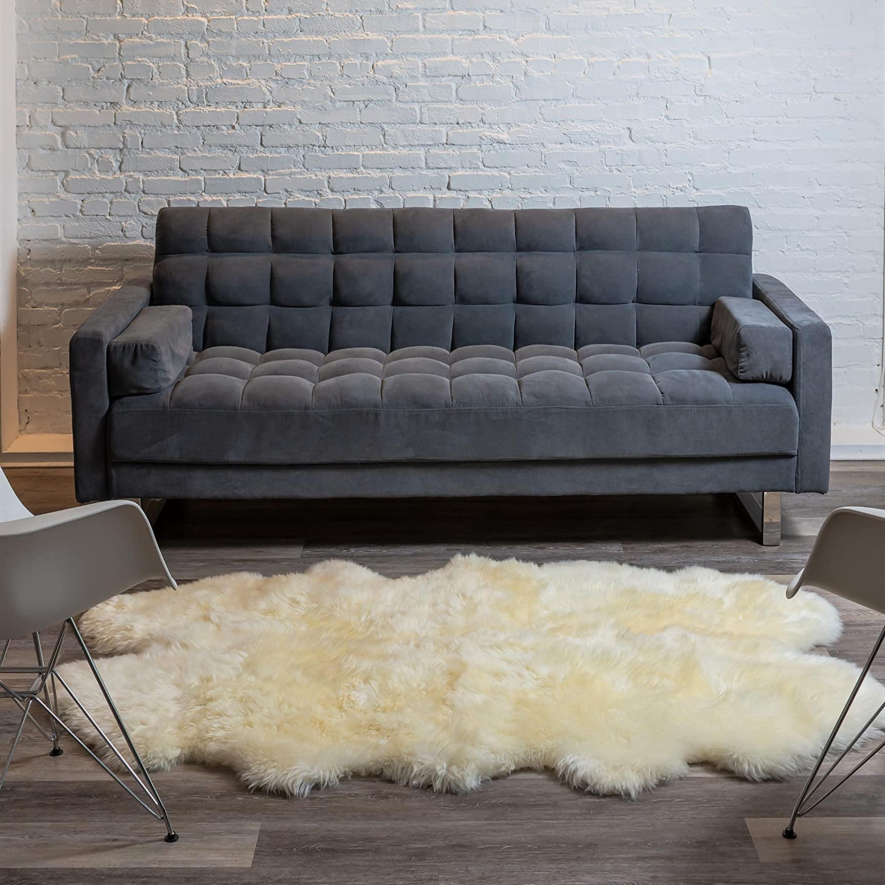 Natural Thick and Lush 2.5 inch Pile Anti-Skid Backing Hypo-Allergenic 100% Genuine Premium Quality New Zealand Sheepskin Wool Area Rug, Natural, 4 ft x 6 ft