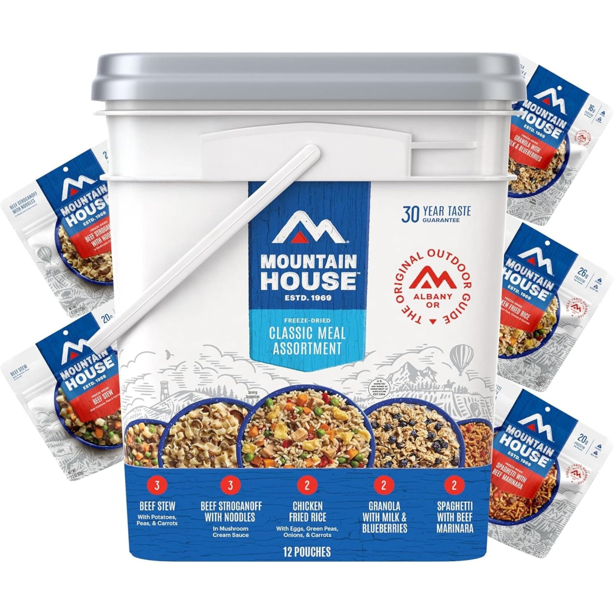 Mountain House Classic Bucket | Freeze Dried Backpacking & Camping Food | 24 Servings
