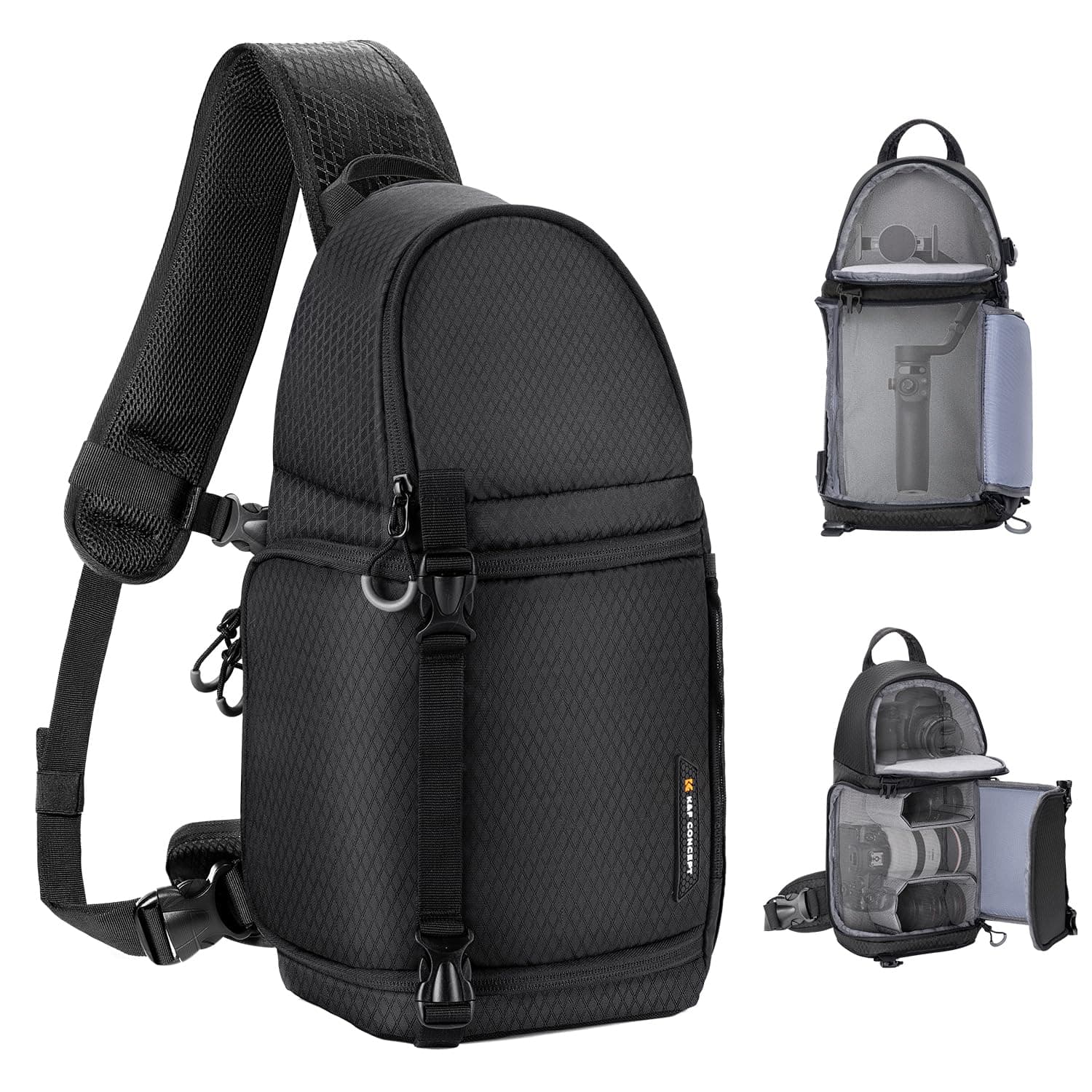 K&F Concept Camera Sling Bag Crossbody Bag Waterproof Camera Shoulder Backpack DSLR/SLR/Mirrorless Camera Case Photography Bags with Tripod Holder Compatible with Canon/Nikon/Sony/Fuji/Gopro/DJI