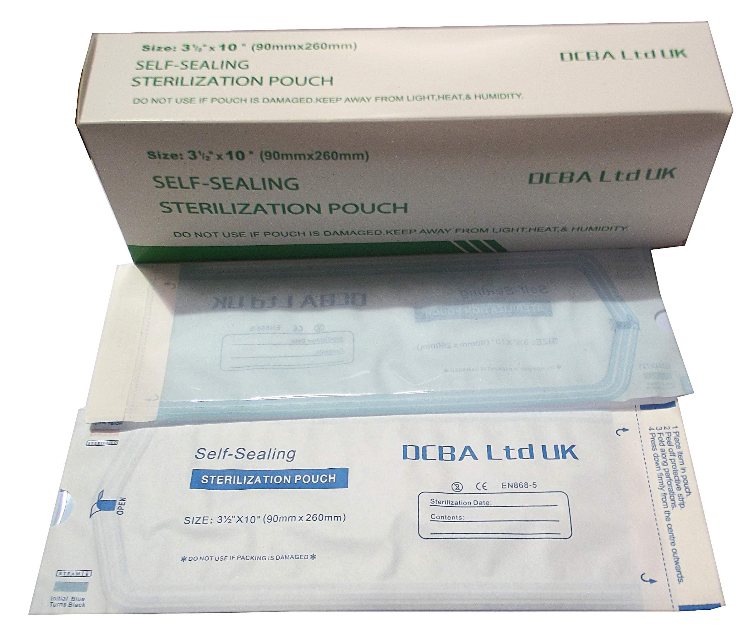 Box of 200 Medical Dental Autoclave Sterilise Pouches – 3.50 x 10in (90mm x 260mm)