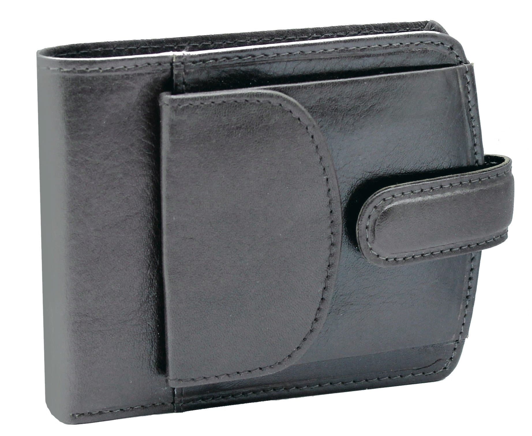 TOPSUM LONDONMen's Luxury Coin Pocket Premium Genuine Leather Bifold Wallet 11.5 x 9.3 x 1.5cm Black #4009