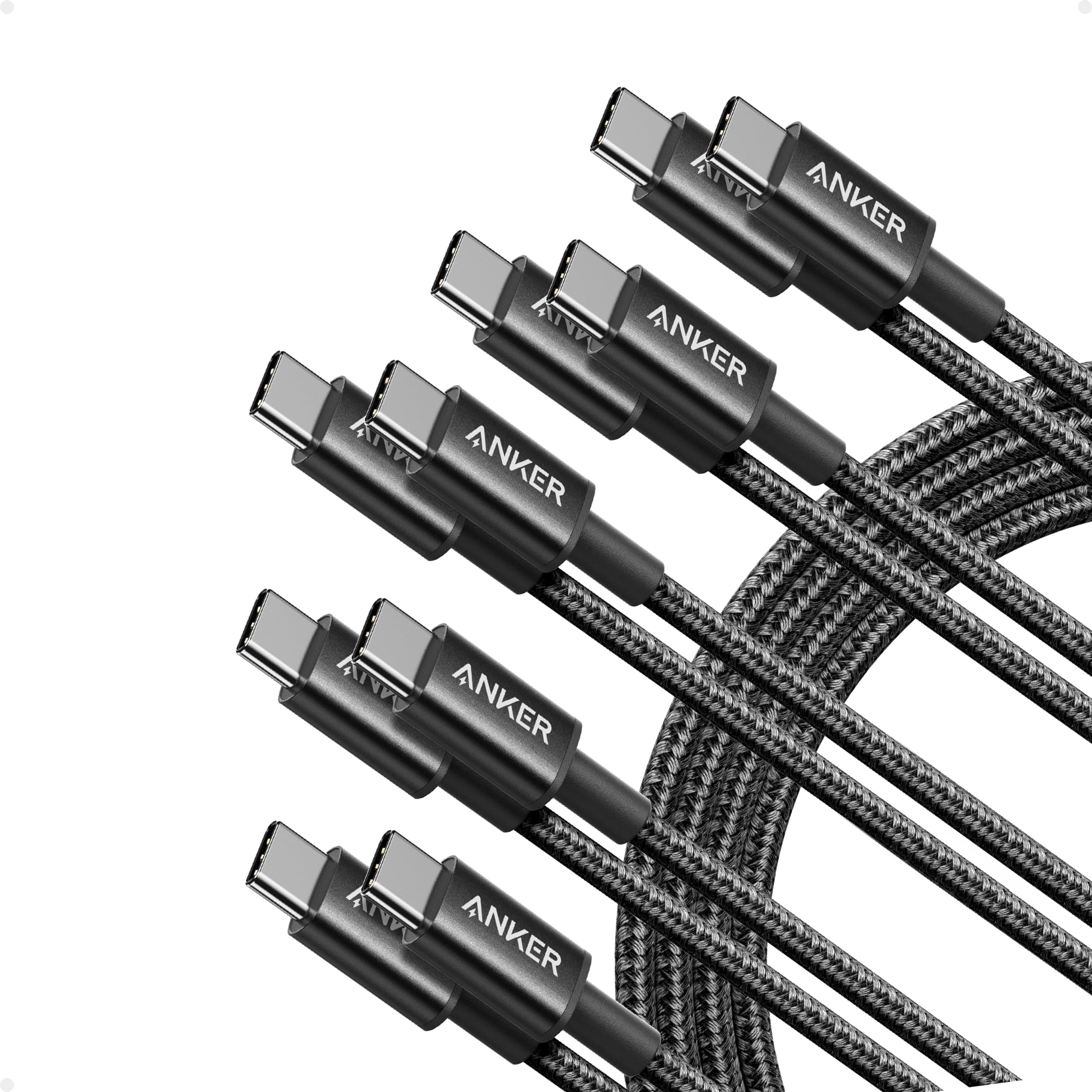 USB C to USB C Cable, Type-C 60W Fast Charging Cable (6 FT, 5Pack) for iPhone 17 Series, iPad mini 6 and More (Black)