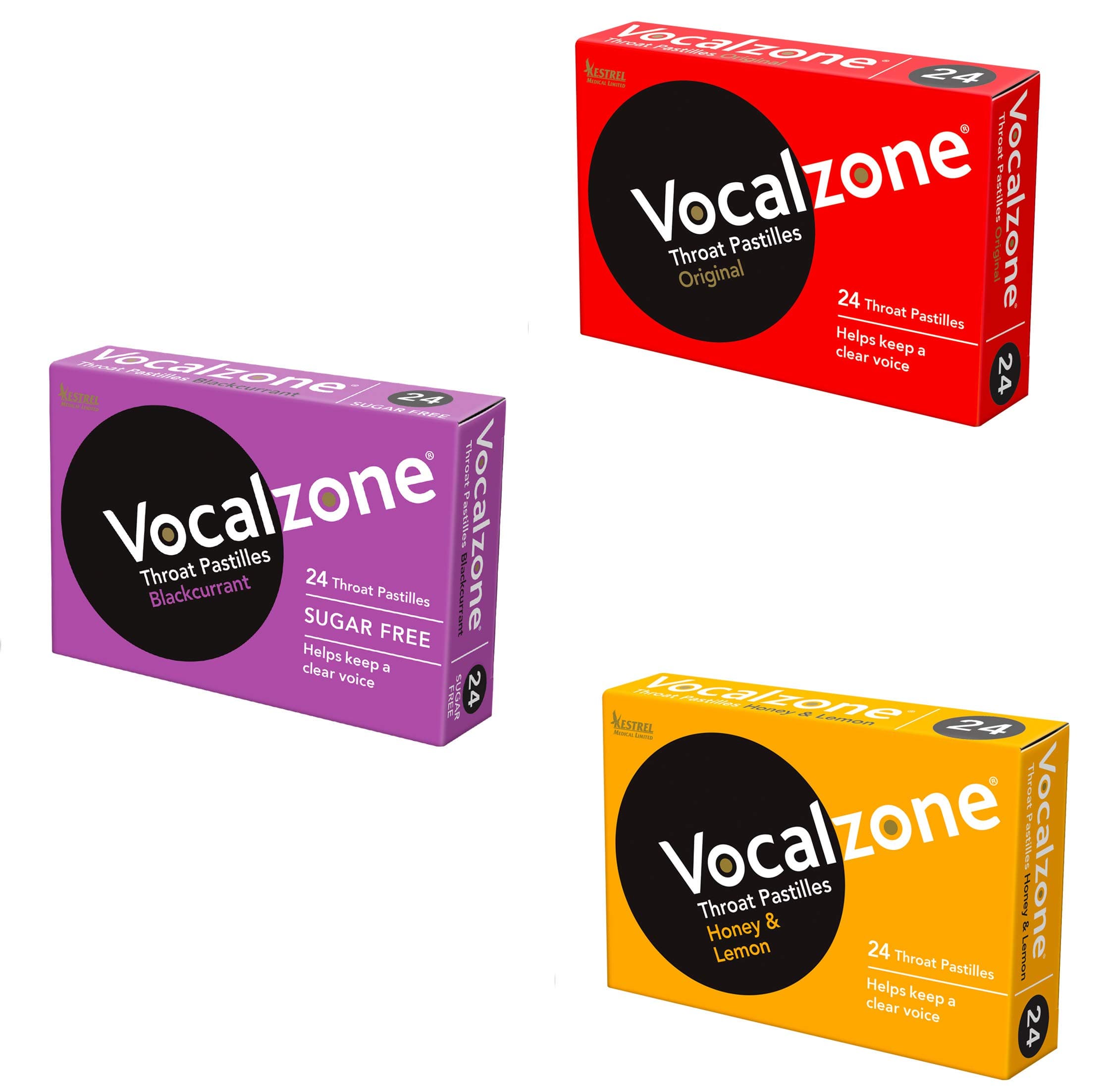 Pastilles 3 Flavour Bundle. for Hard Working Voices. Multi-Pack (3 x 24) Including Honey & Lemon, Blackcurrant & Original.