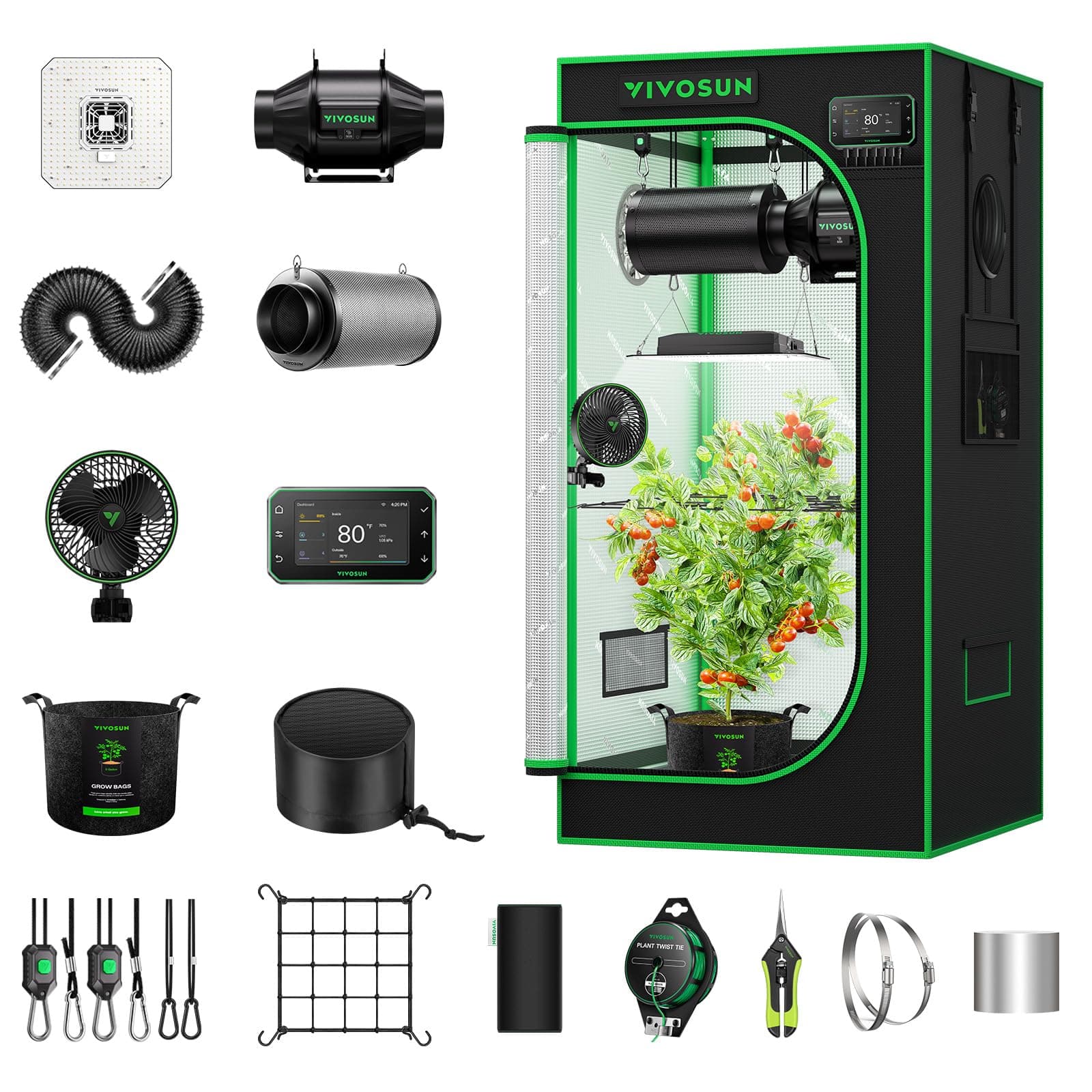 VIVOSUN GIY PRO Smart Grow Tent Kit, 2x2ft 1-Plant System, WiFi-Integrated Automatic Grow System with 2000D Mylar Grow Tent, Full-Spectrum Programmable Grow Light, Enhanced Ventilation & Circulation