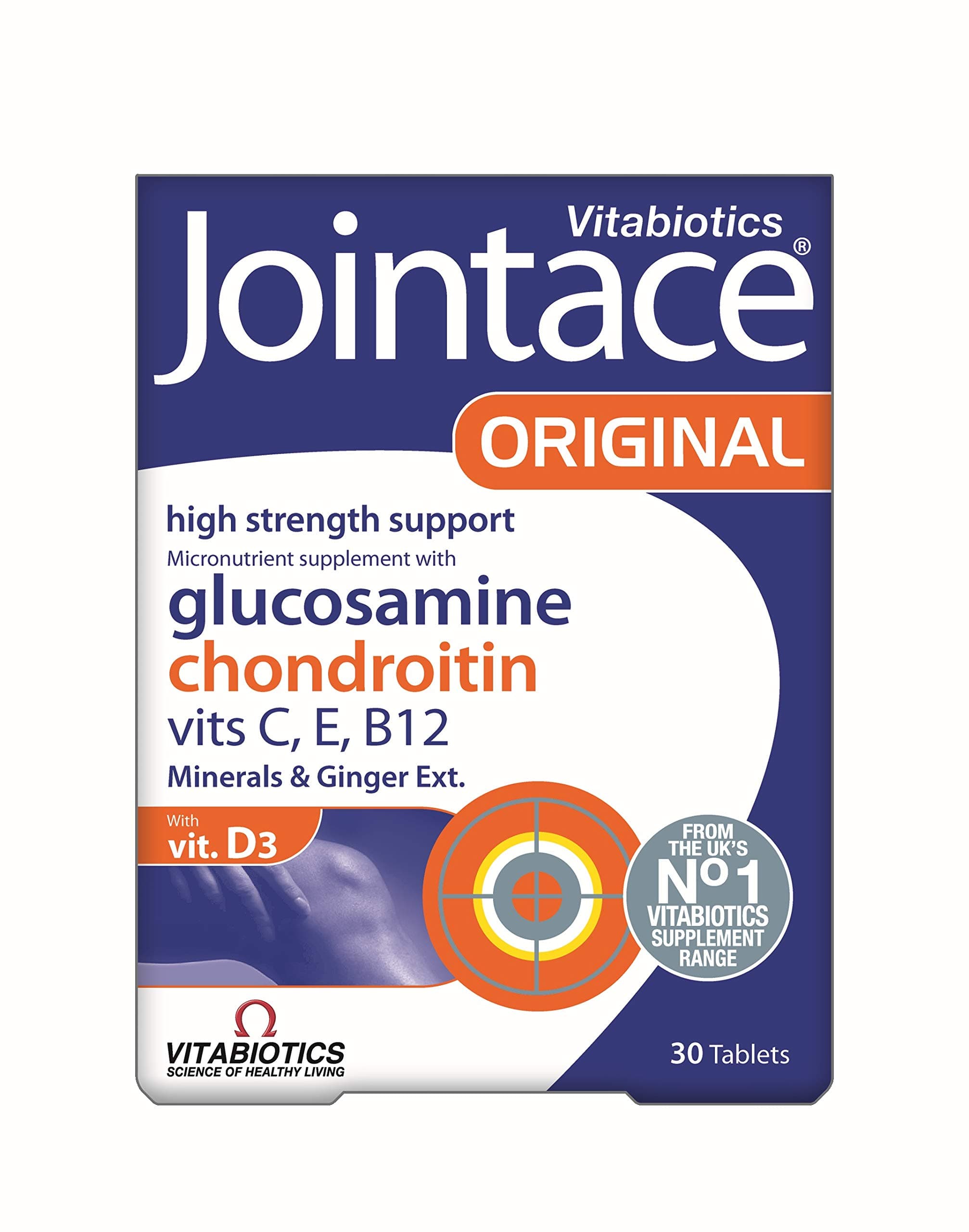 Jointace Original 30 Tablets | Glucosamine Chondroitin, Vitamin C, E, B12, D, Minerals and Ginger Extract |3-in-1 Support: Collagen Formation - Connective Tissues and Bone Health