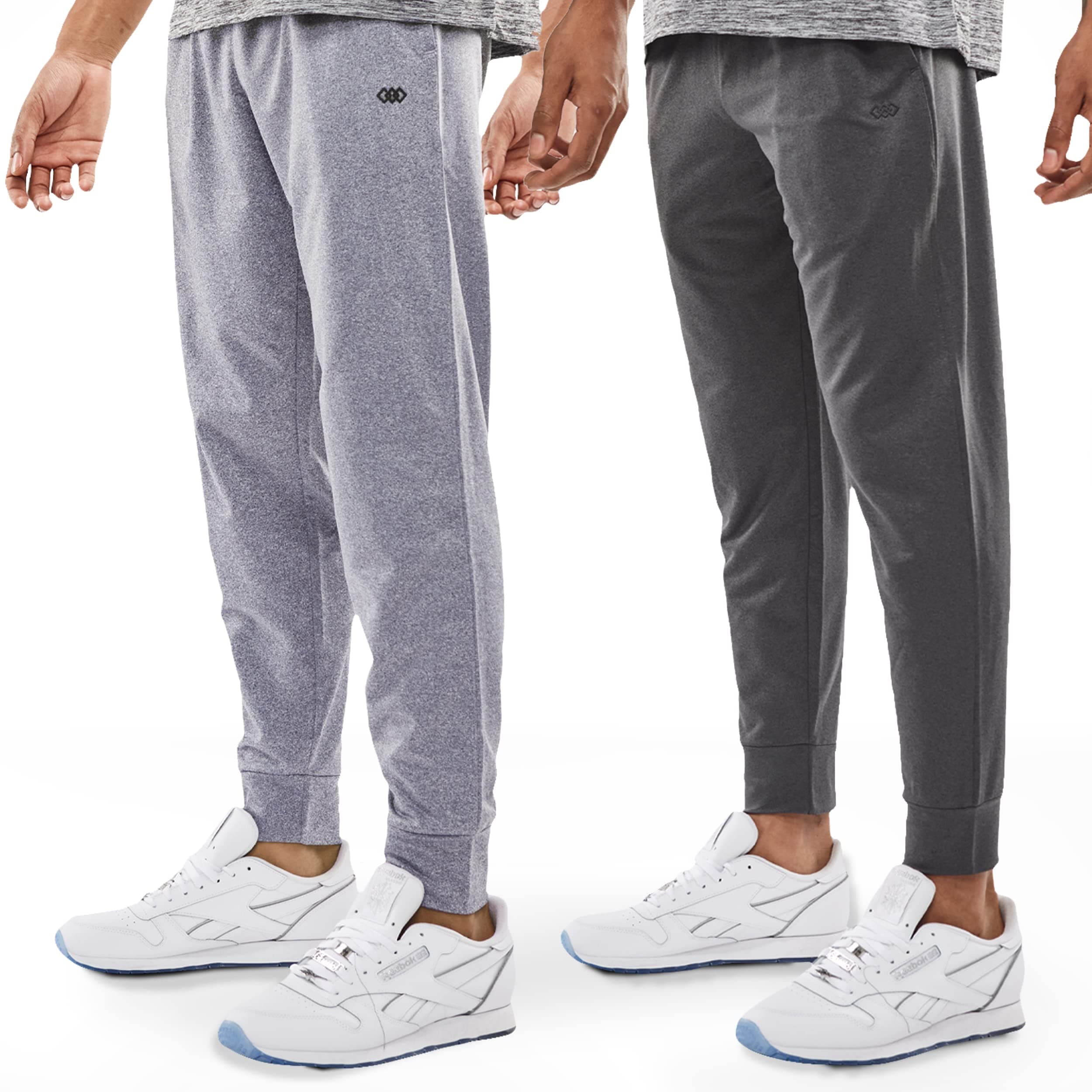 LEG3ND Mens Performance Joggers – Stretch Mens Workout Pants, Yoga Pants for Men 2 Pack