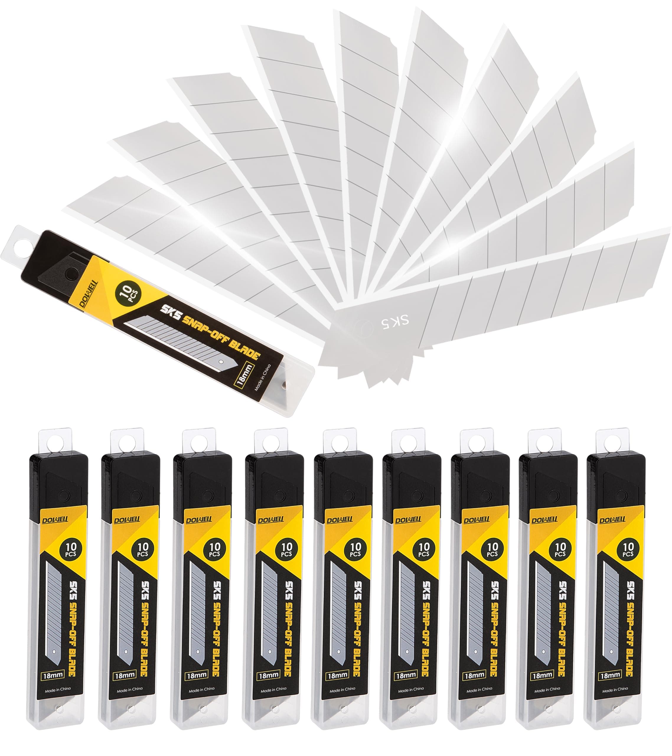 18mm Snap Off Blade SK5 Utility Knife Retractable Blades Box Cutter Blades (100pc)