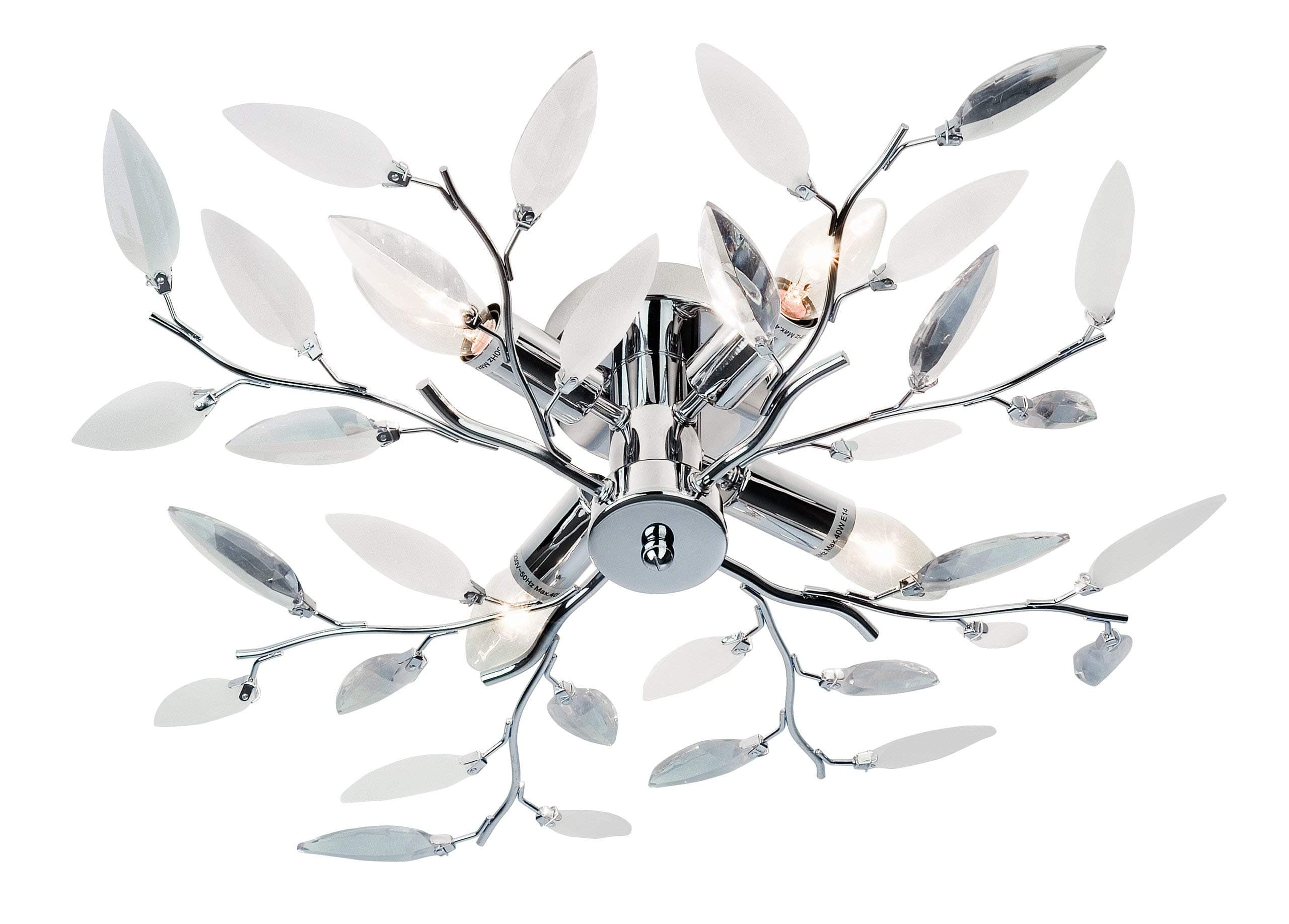 Nino Lights Ceiling Light Nottingham/Diameter: 60 cm, Height: 15 cm/Chrome Decorative Glass Transparent/satinated White / 4-Bulb 63180406