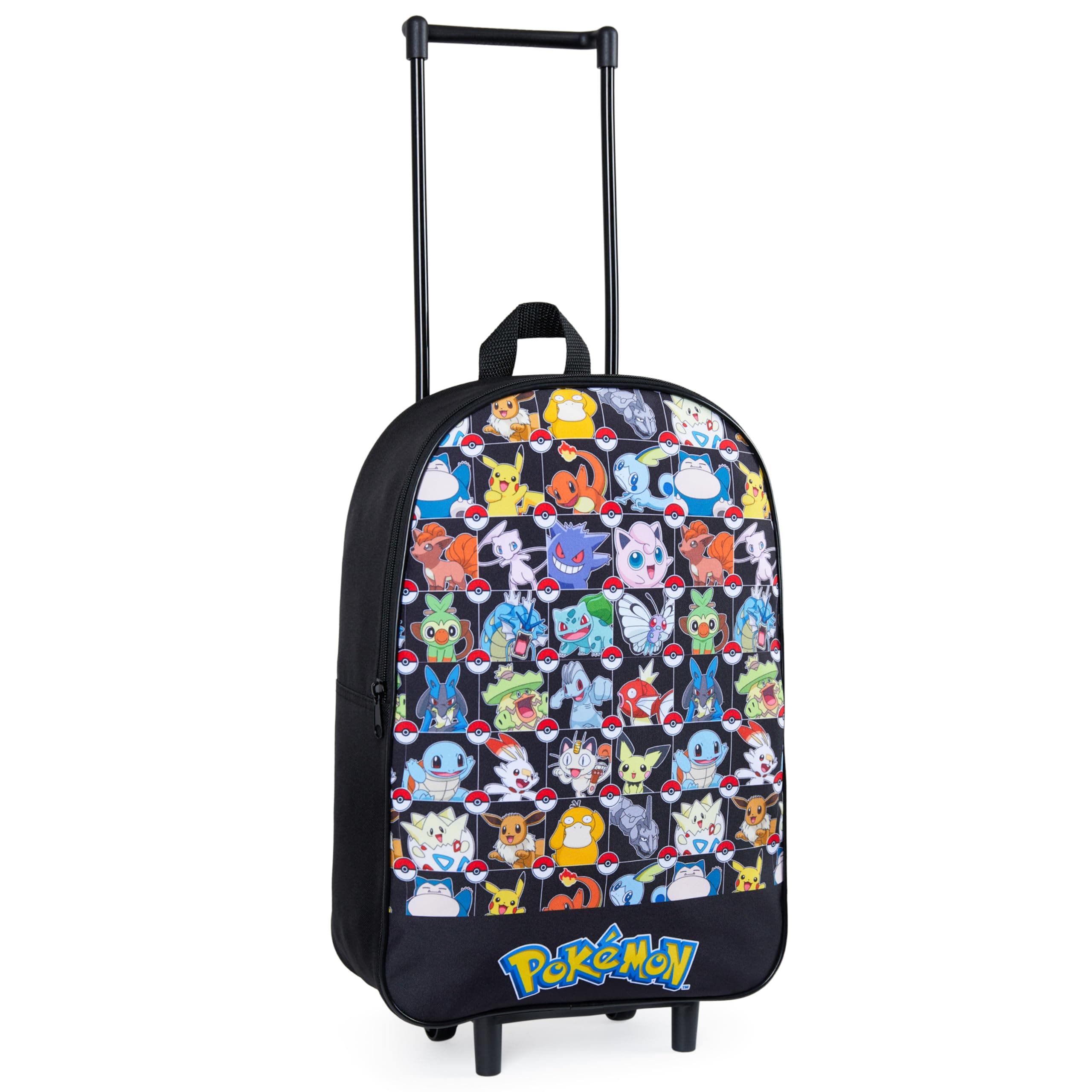 Pokemon Kids Foldable Trolley Suitcase 39 x 27cm, 10.5 litres 2 Wheels Extendable Handle (S/39cm -10.5L, Black AOP)
