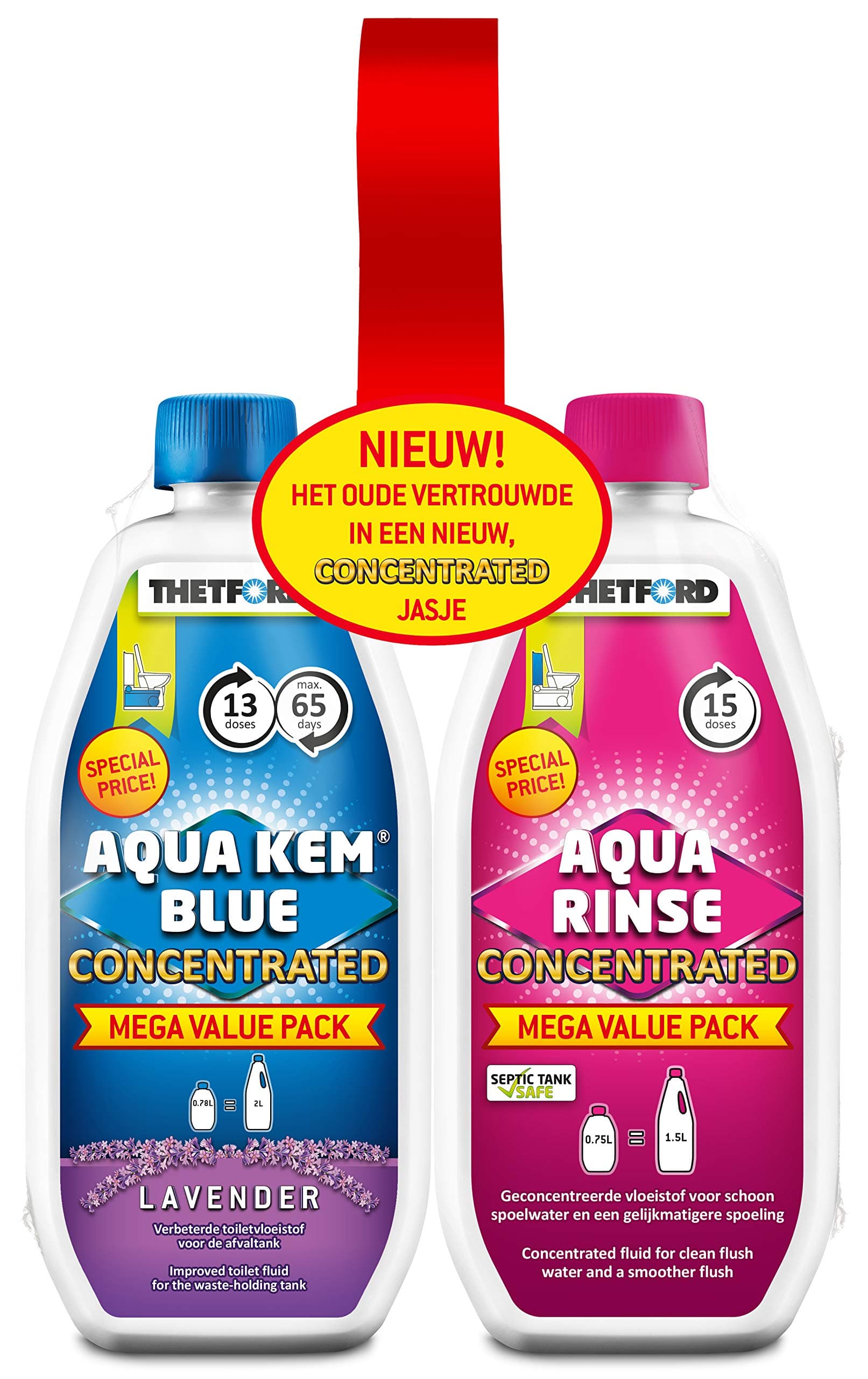 30459CO Toilet Fluid and Rinse Concentrate Duo Pack, Blue & Pink, 1.53 Litre