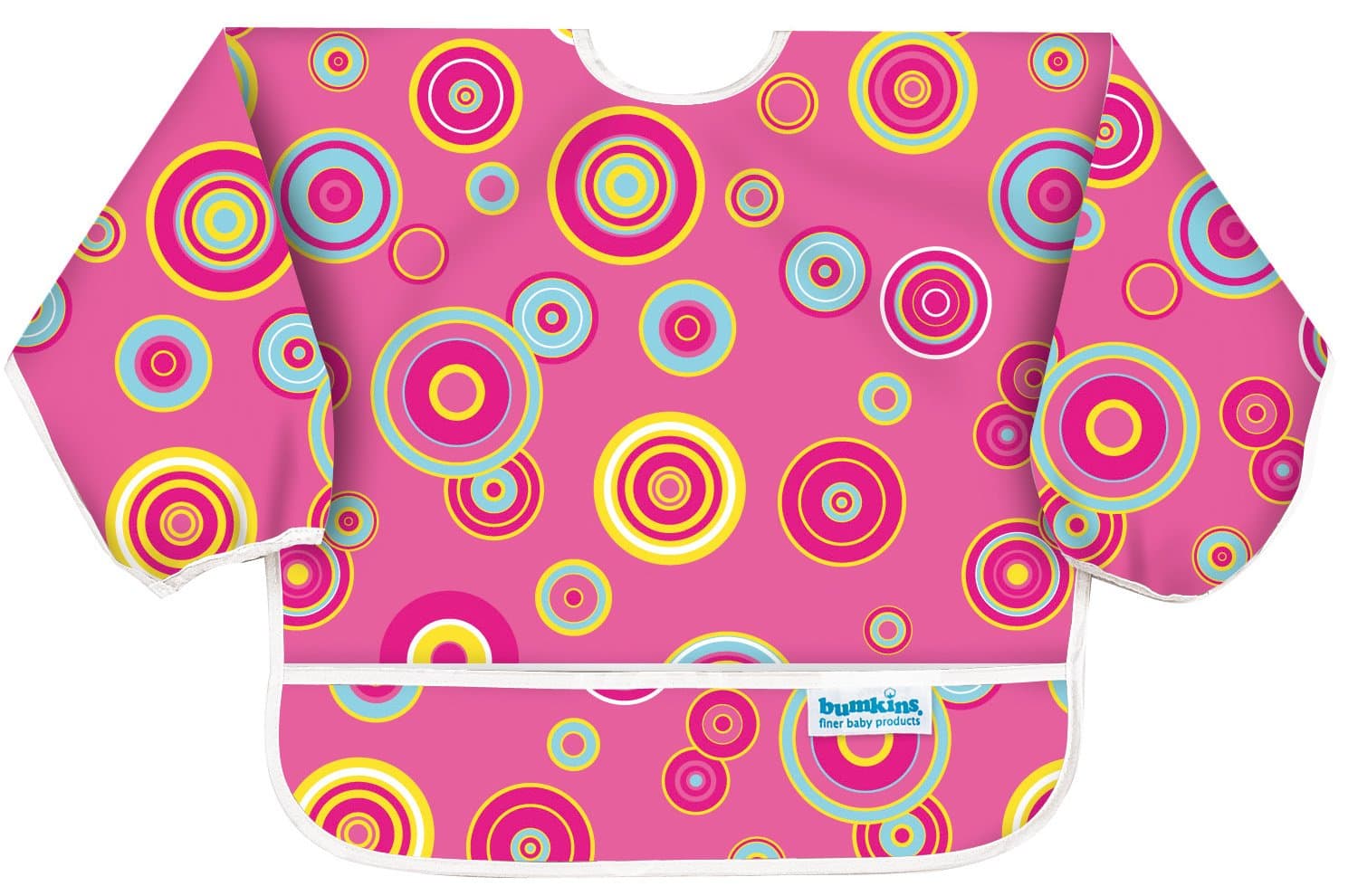 Bumkins Waterproof Sleeved Bib (Pink Circles)