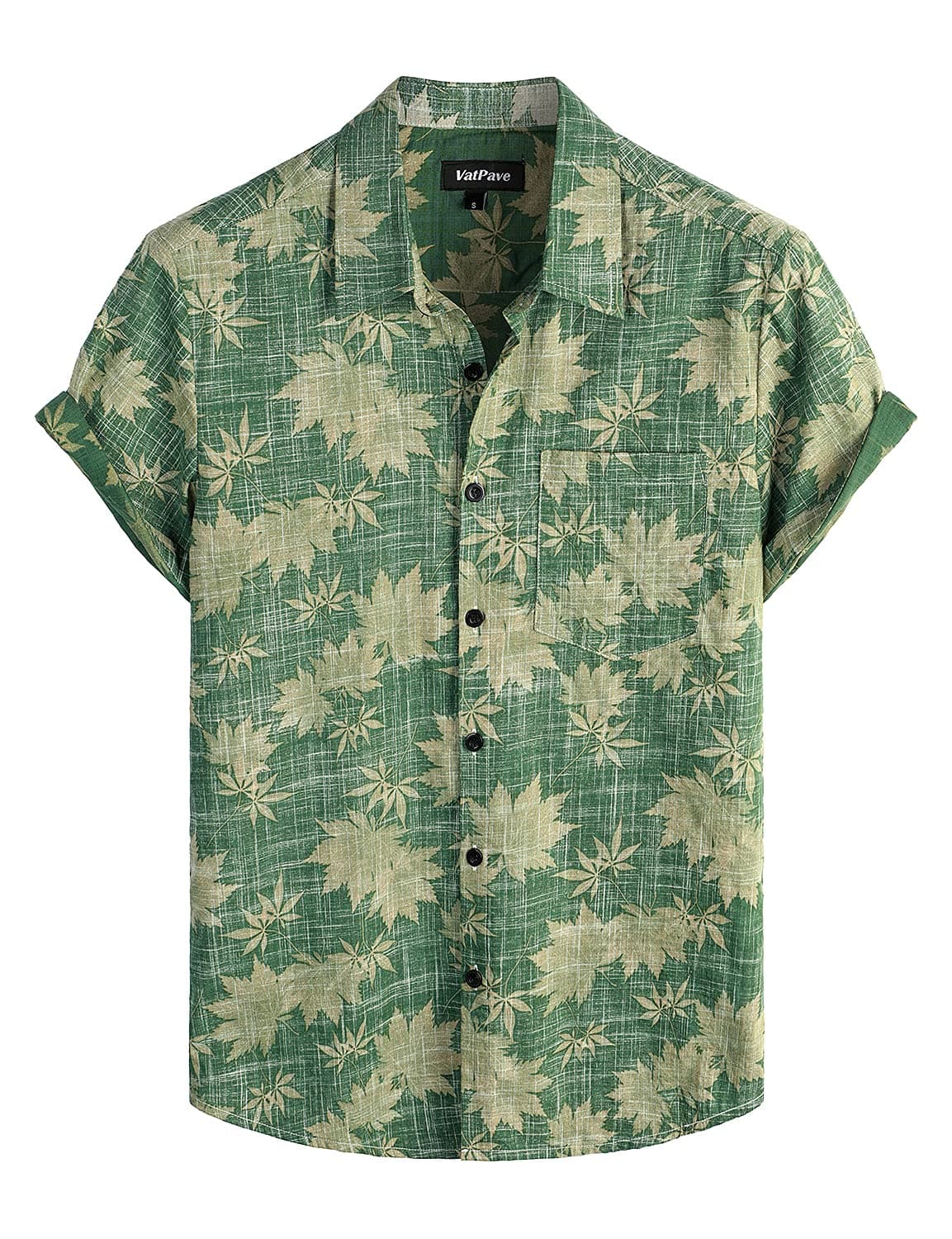 Mens Front Pocket Hawaiian Flower Shirts Casual Short Sleeve Button Down Beach Shirts