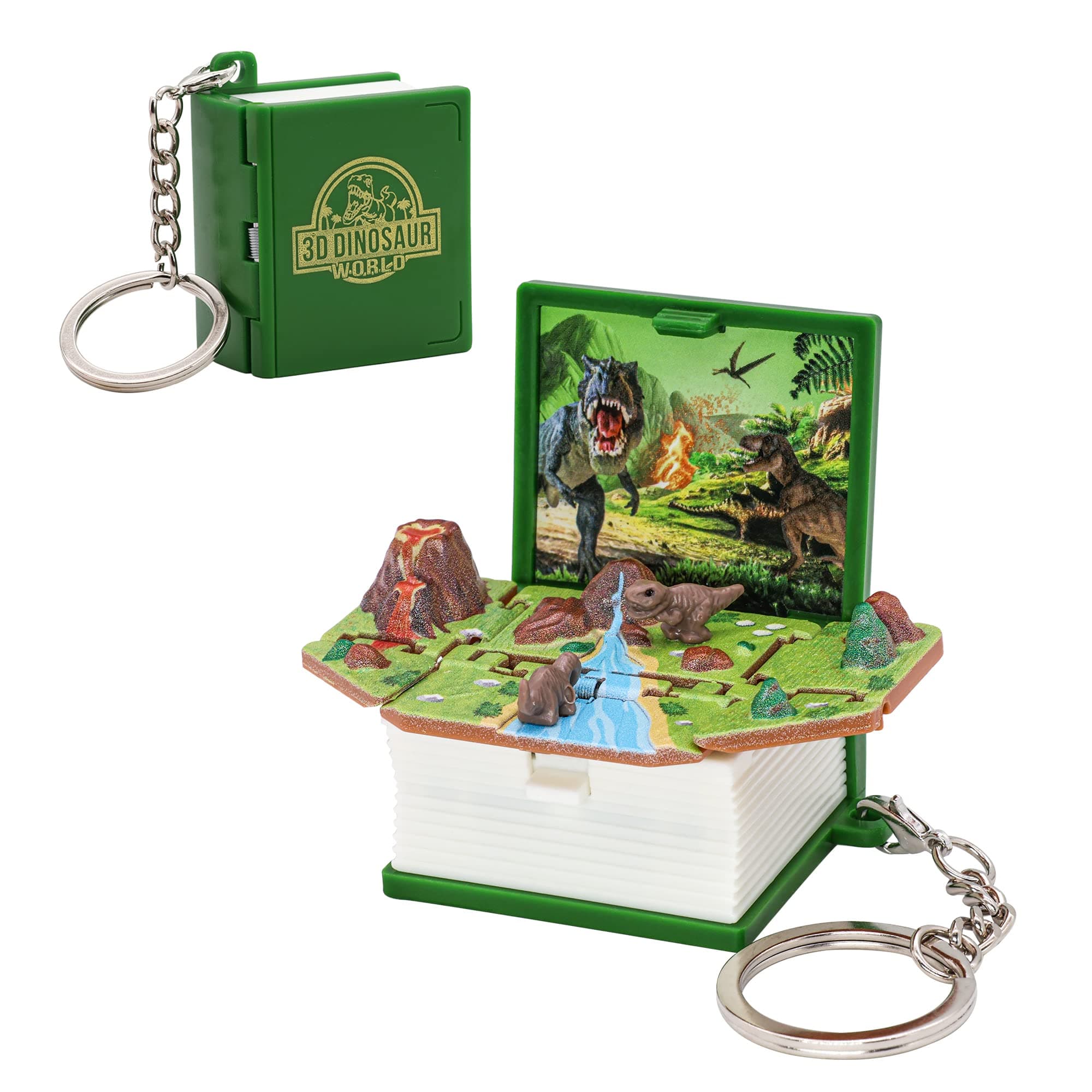 3D Folding Pop-Up Dinosaur Keychain, Mini Decompression Toy for Children, School Bag Car Keychain and Children's Birthday Gift