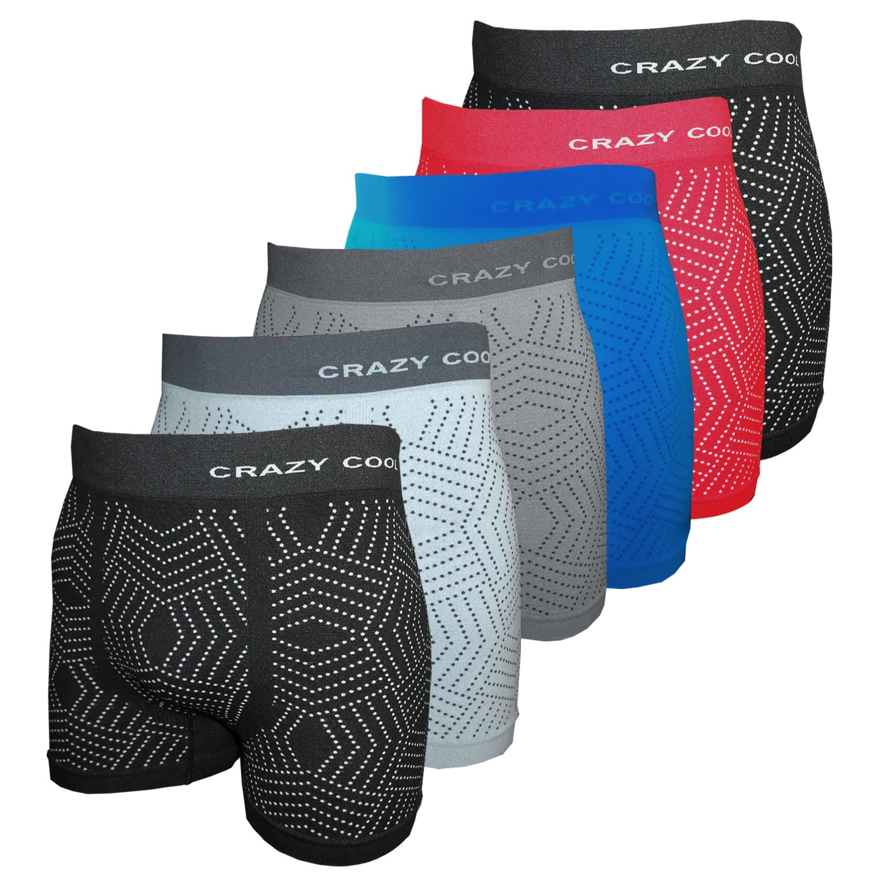 Crazy Cool Mens Comfortable Fun Nylon Seamless Short Boxer Boxer 6-Pack
