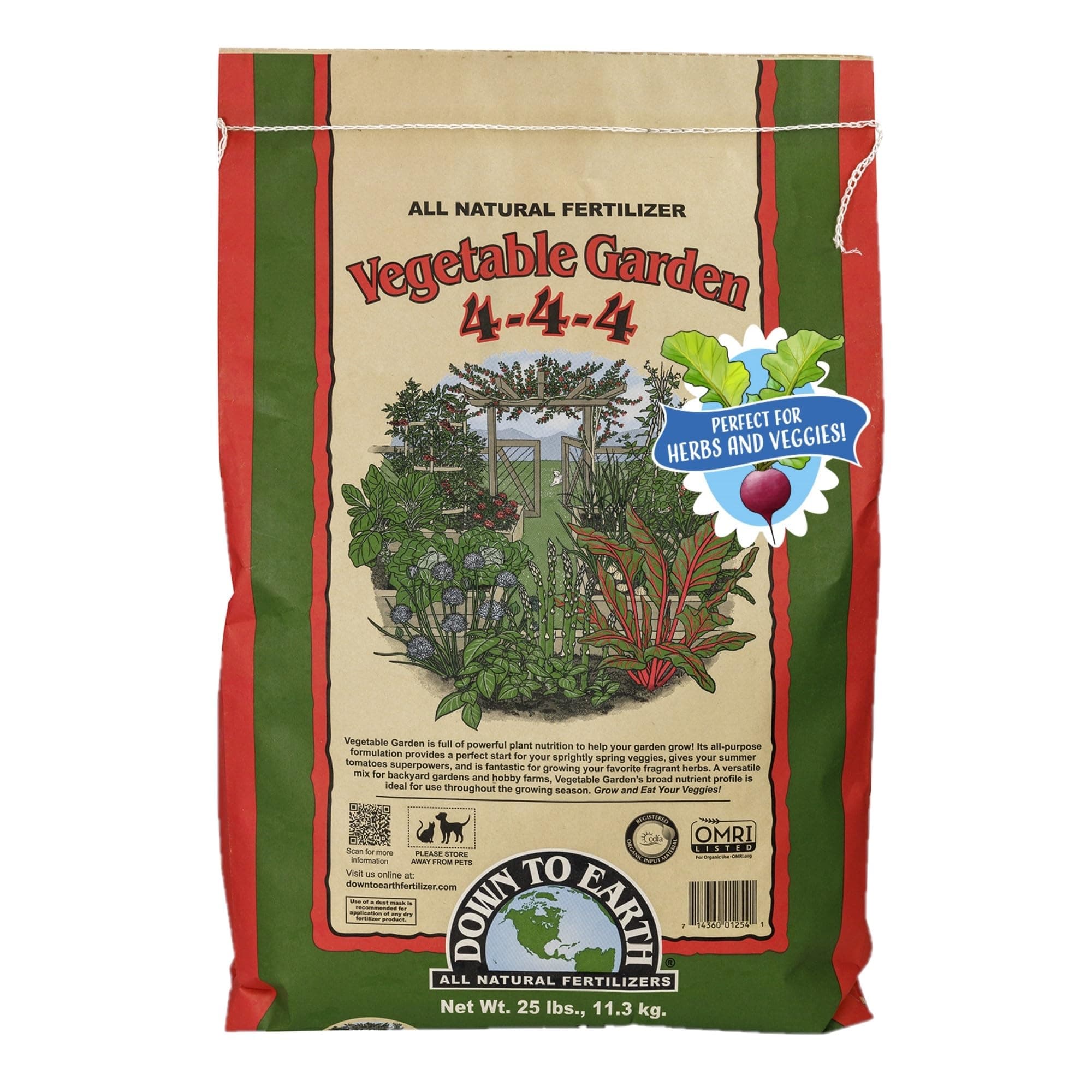 Organic Vegetable Garden - Plant Food for Vegetables, Herbs, Greens and Raised Beds 4-4-4, 25 lb