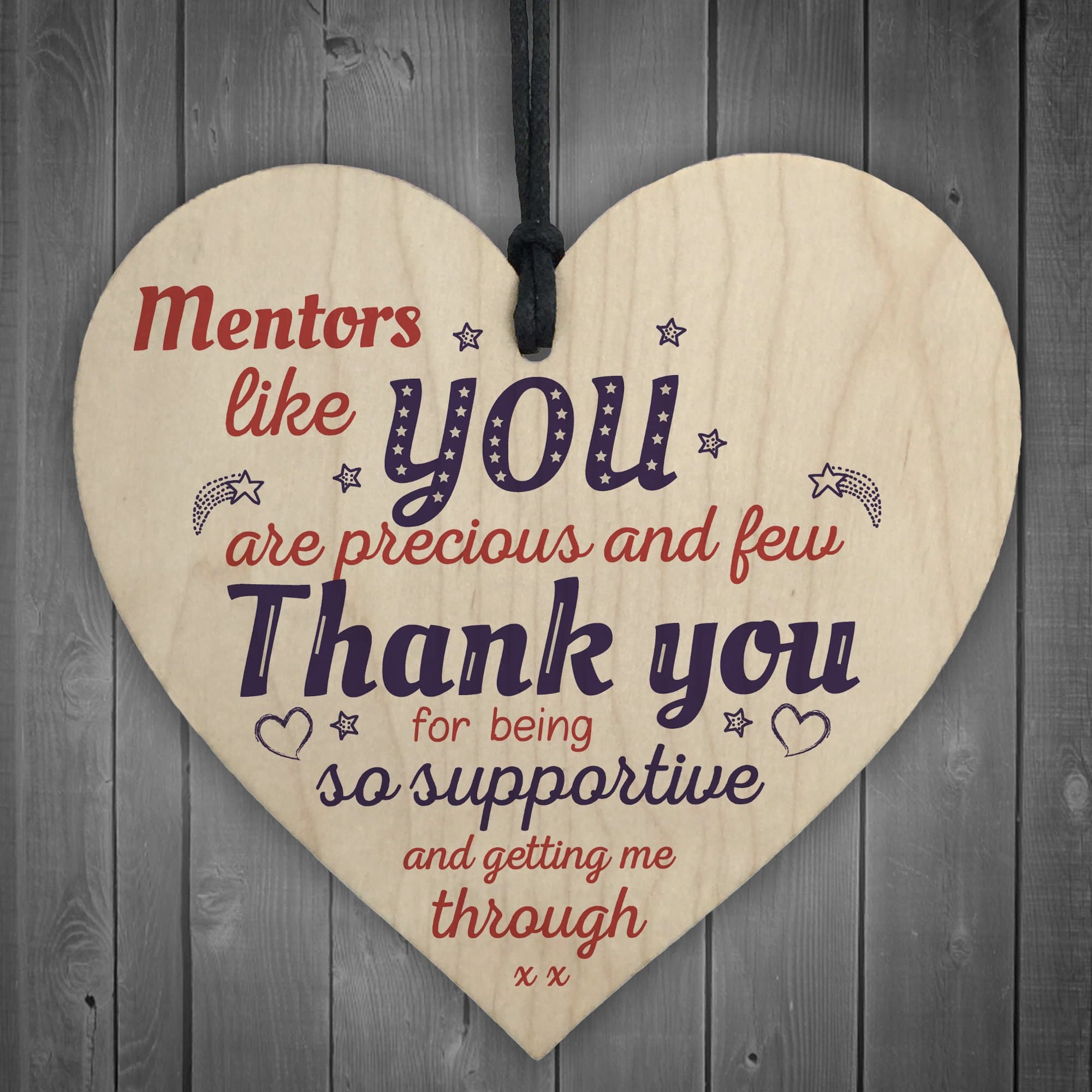 RED OCEAN Mentors Like You Teacher Novelty Wooden Hanging Heart End of Term Leaving Gift Plaque Thank You