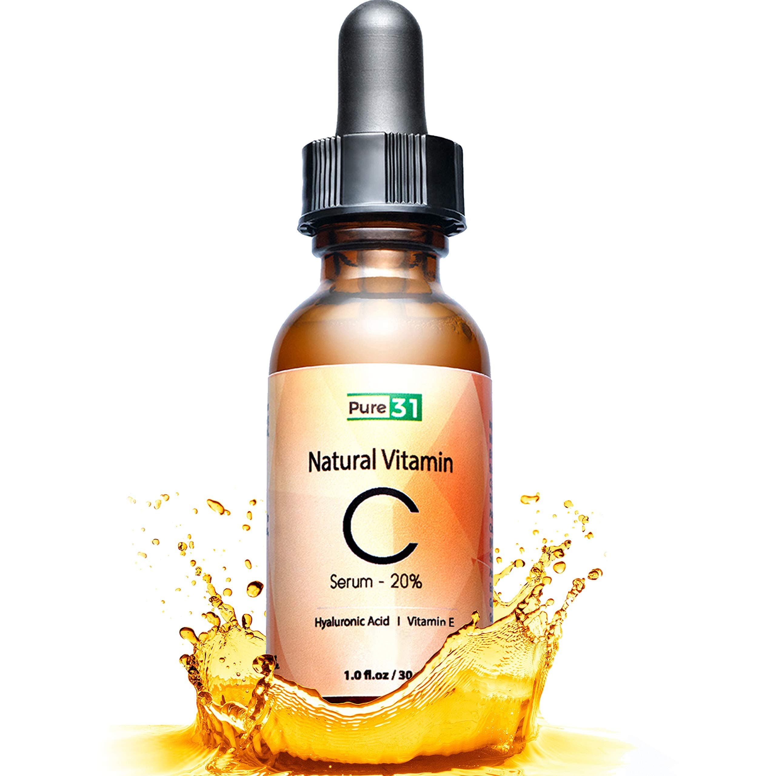 Pure 31 Vitamin C Skin Glow Serum for Face, Brightening Facial Serum with Hyaluronic Acid and Vitamin E For Anti Aging, Anti Wrinkles, Sun Damage, Fades Dark Spots and Acne, 1 fl oz.