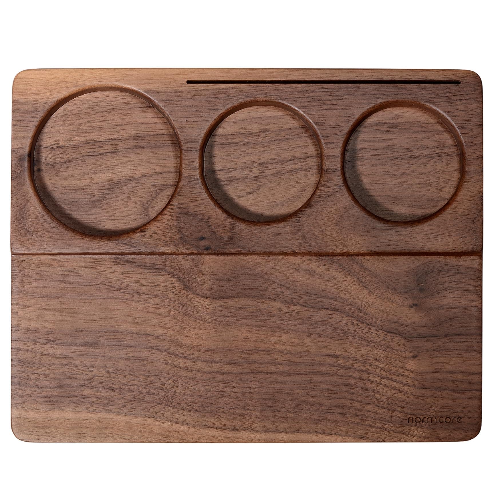 Normcore Tamping Station - Natural Walnut Espresso Tamping Mat - Wooden Tamping Mat for 51/54/58mm Portafilter, Tamper, Distributor, Puck Screen and Portafilter - Genuine American Walnut Wood