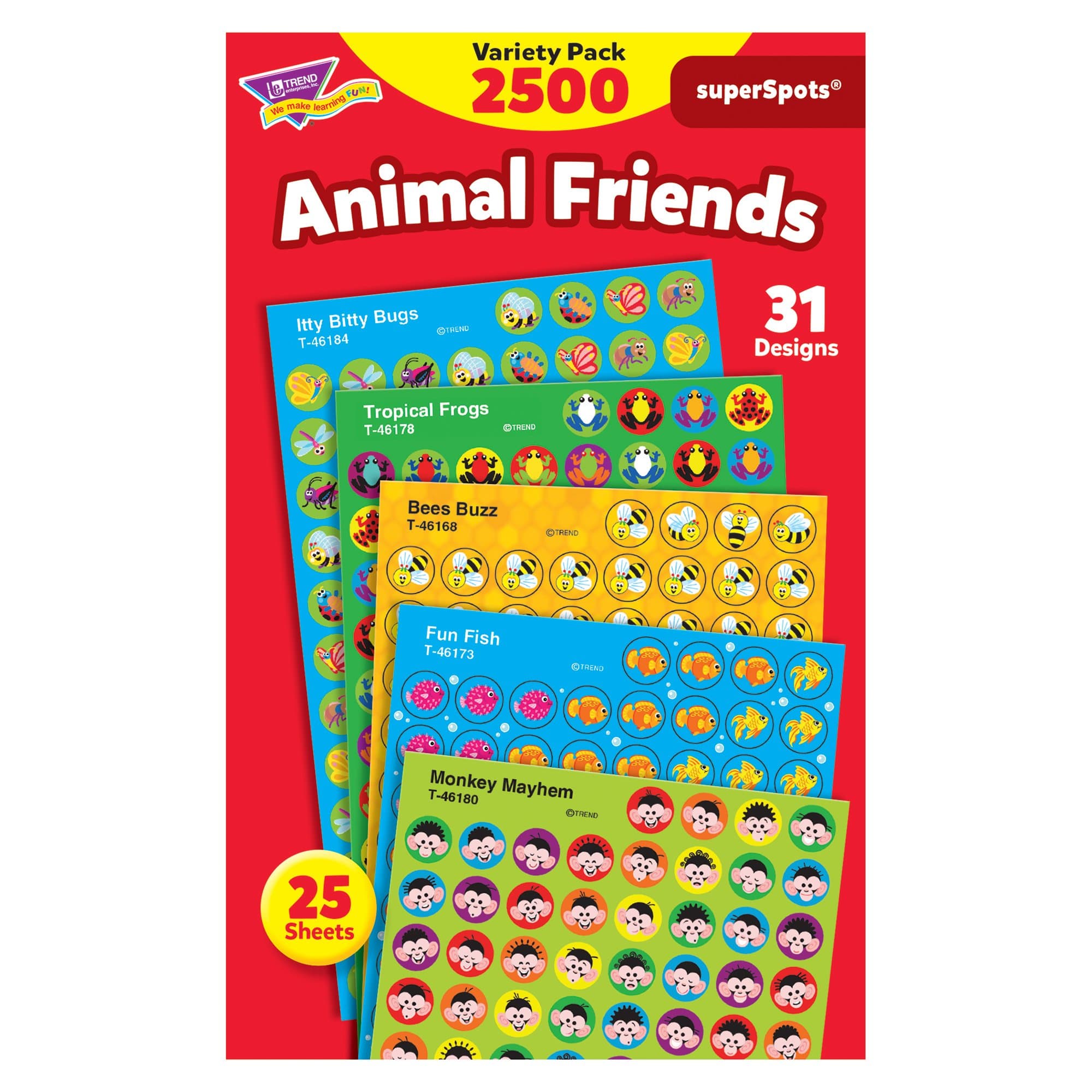 TREND enterprises, Inc. Animal Friends superSpots Stickers Variety Pack, 2500 ct