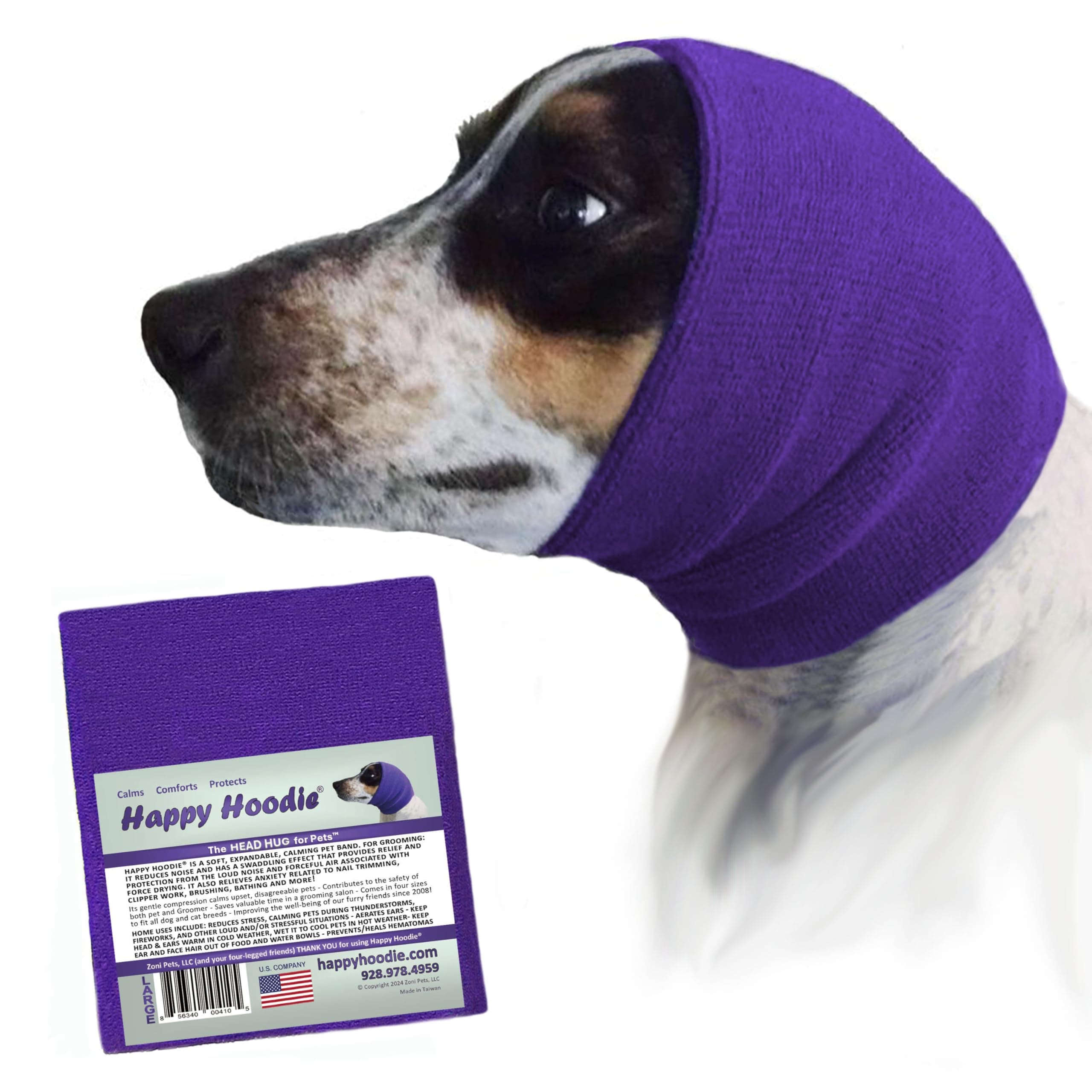 Happy Parker Purple Dog Grooming Hood Relieves Stress And Anxiety - 2 Sizes! (Large)
